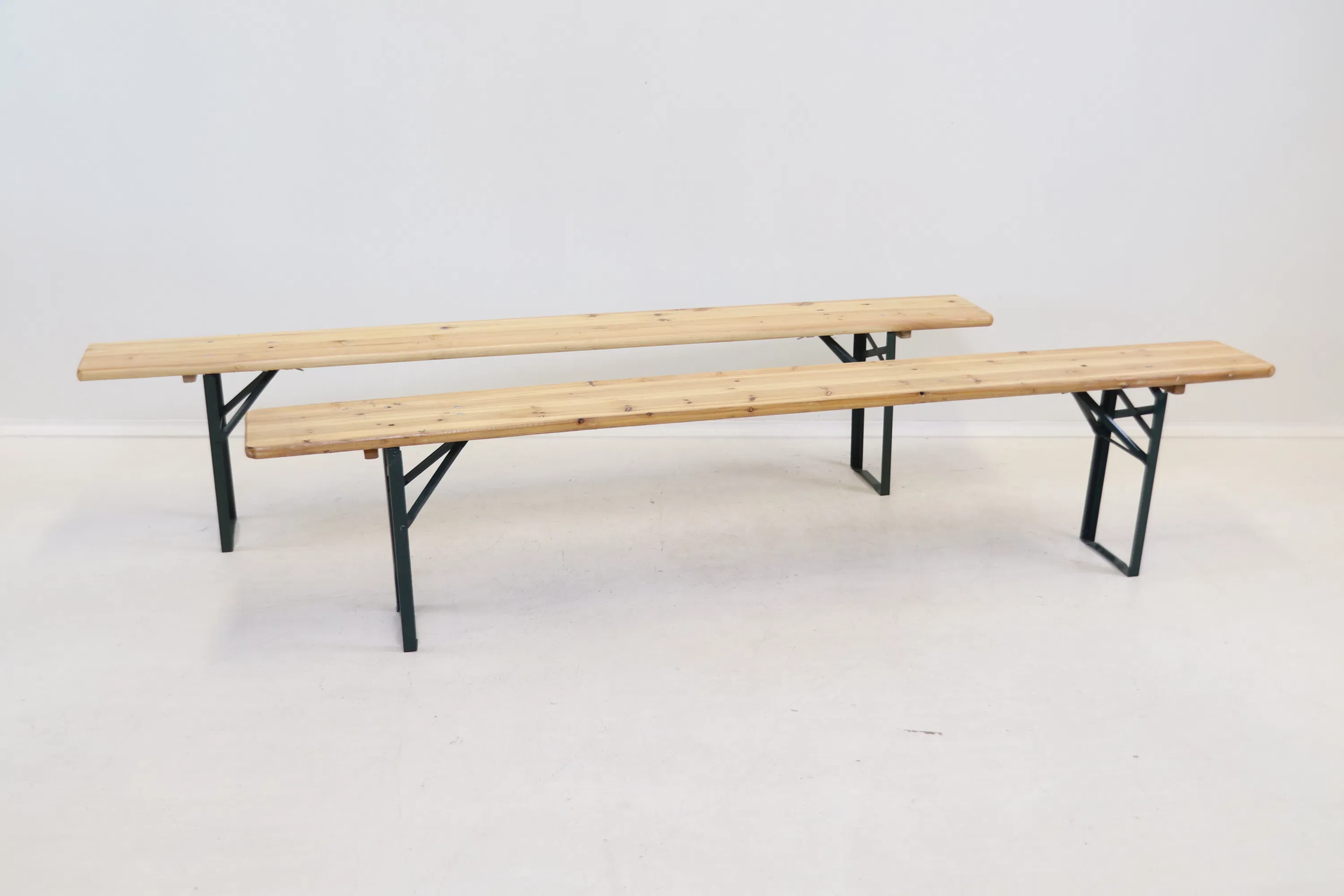 Benches, 2 pcs, foldable, wood/metal, Harald Nyborg.