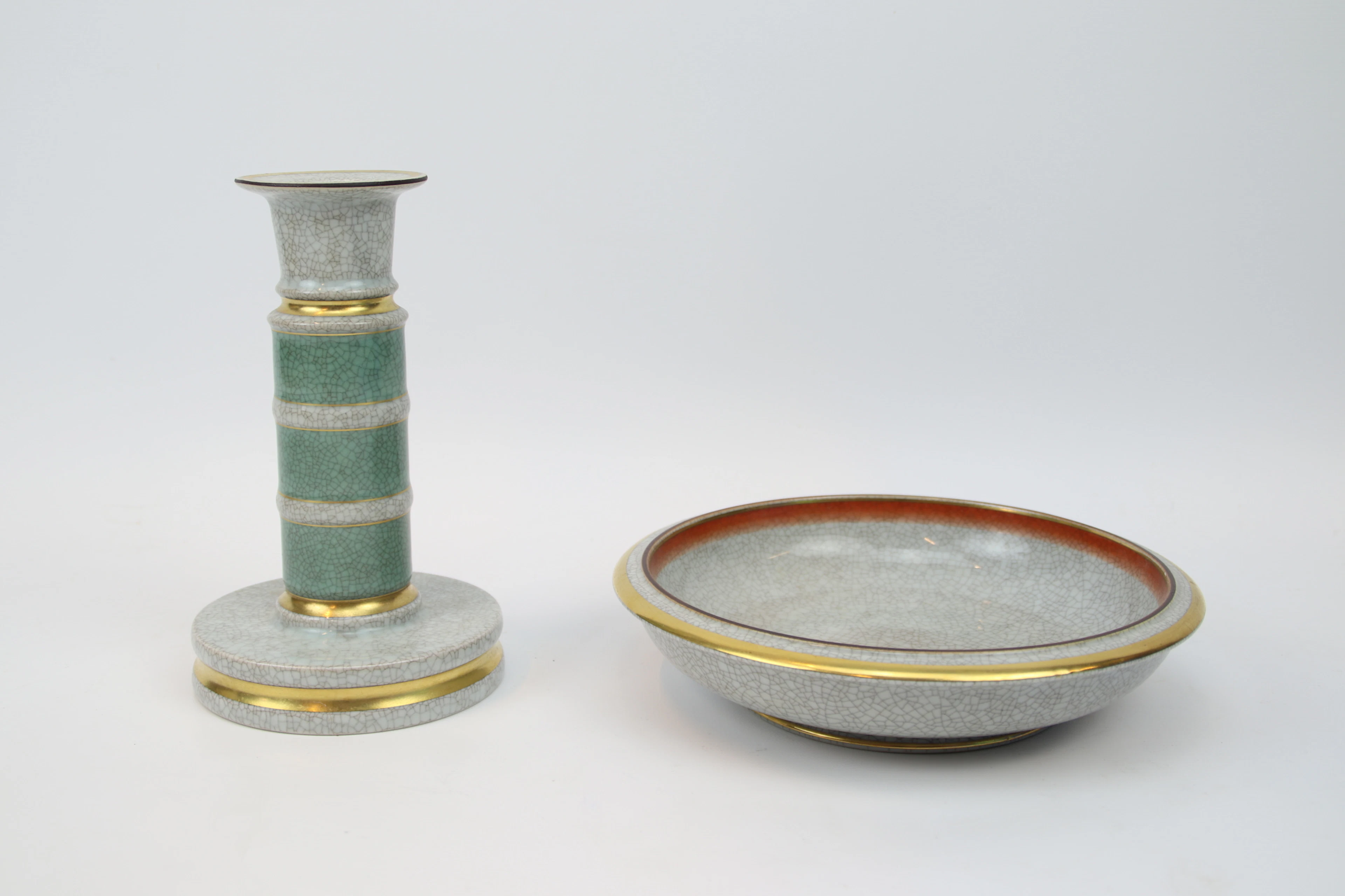 Candelabro e ciotola, porcellana, Royal Copenhagen.