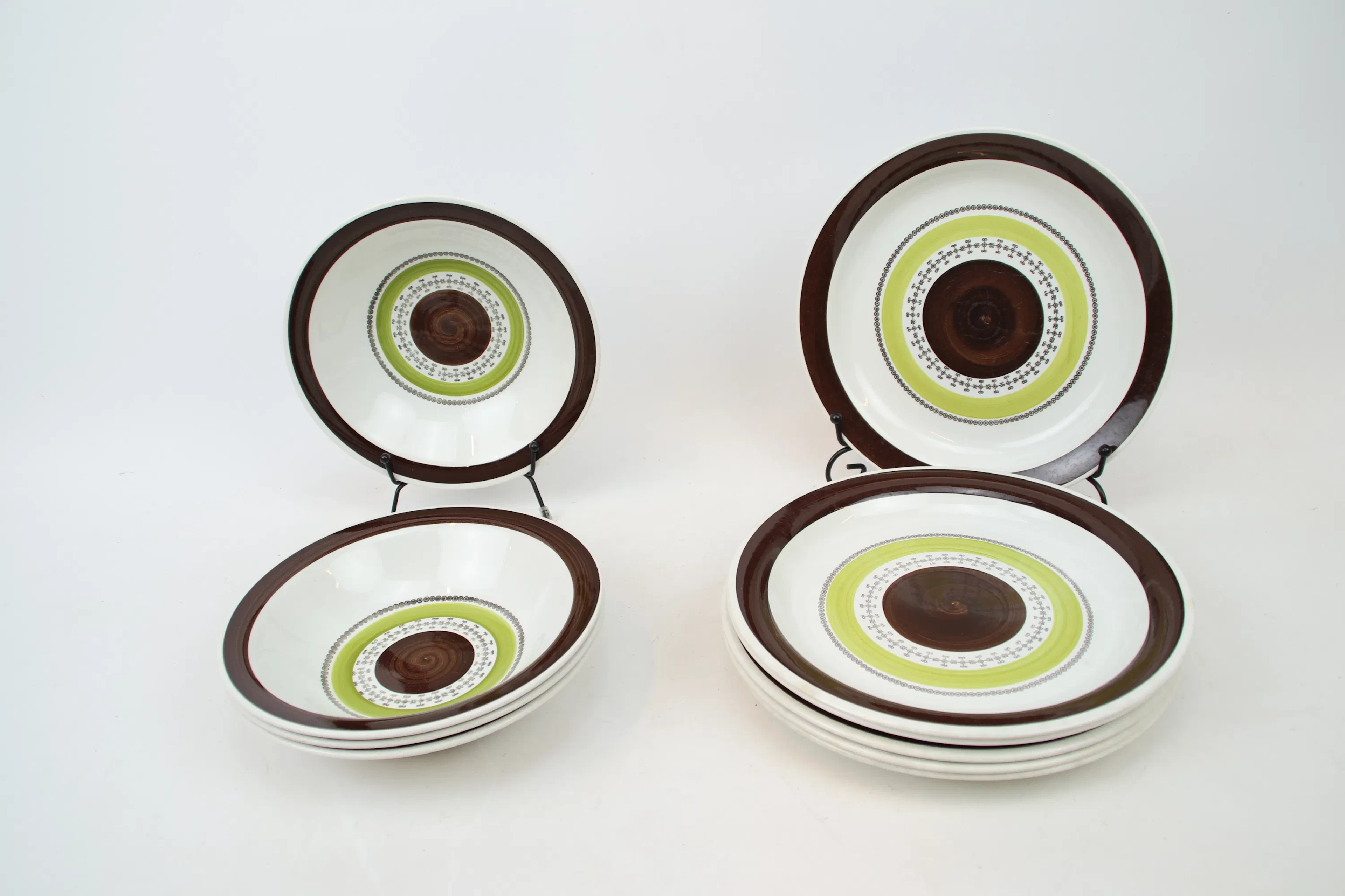 Hertha Bengtson, deep plates and plates, 4+6 pcs, flint ware