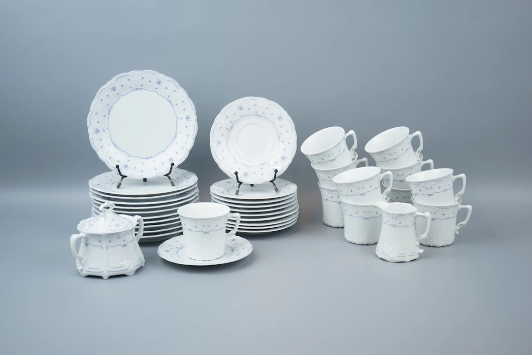 Service à café, 24 pièces, porcelaine, « bleu antique », Hackefors.