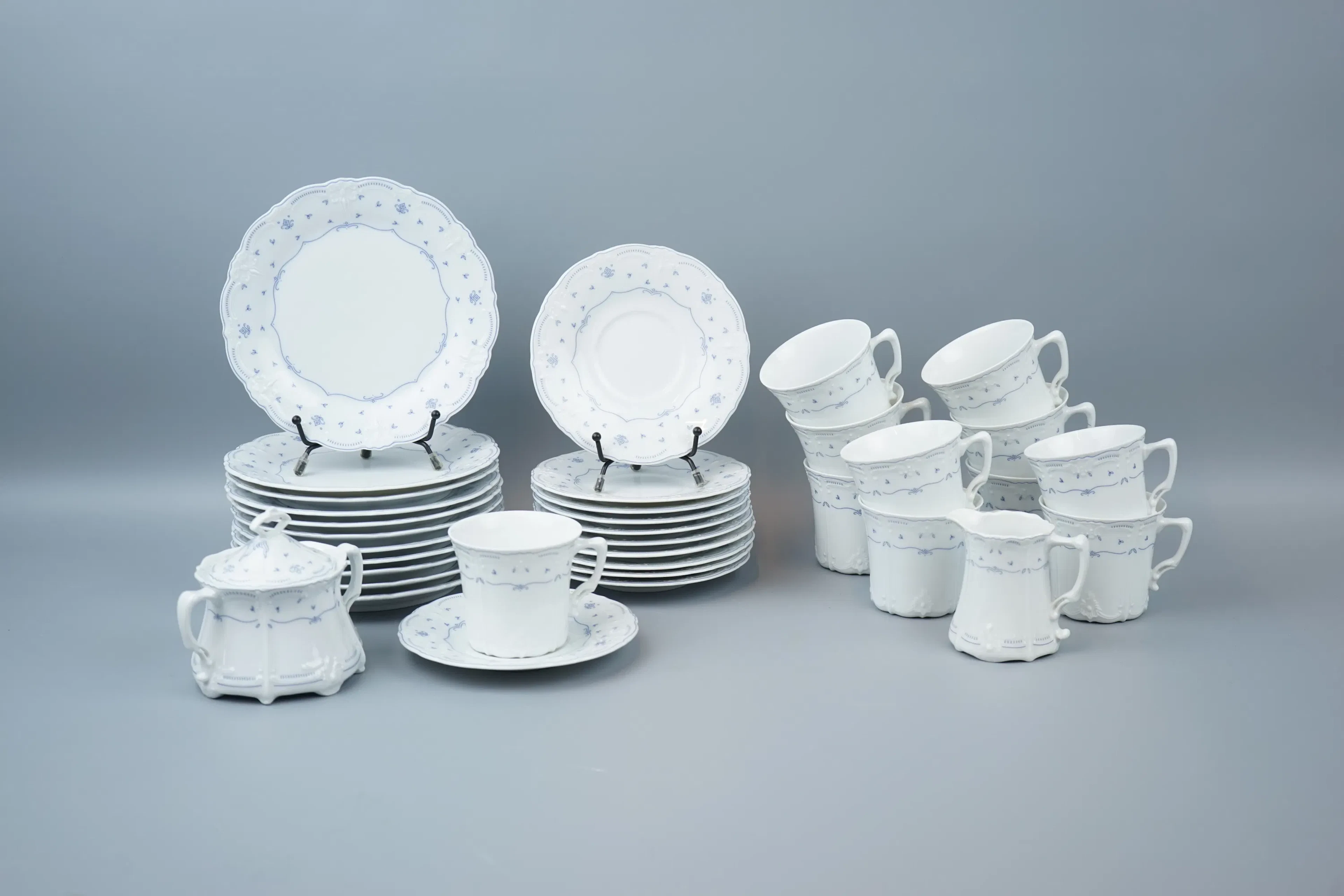 Service à café, 24 pièces, porcelaine, « bleu antique », Hackefors.