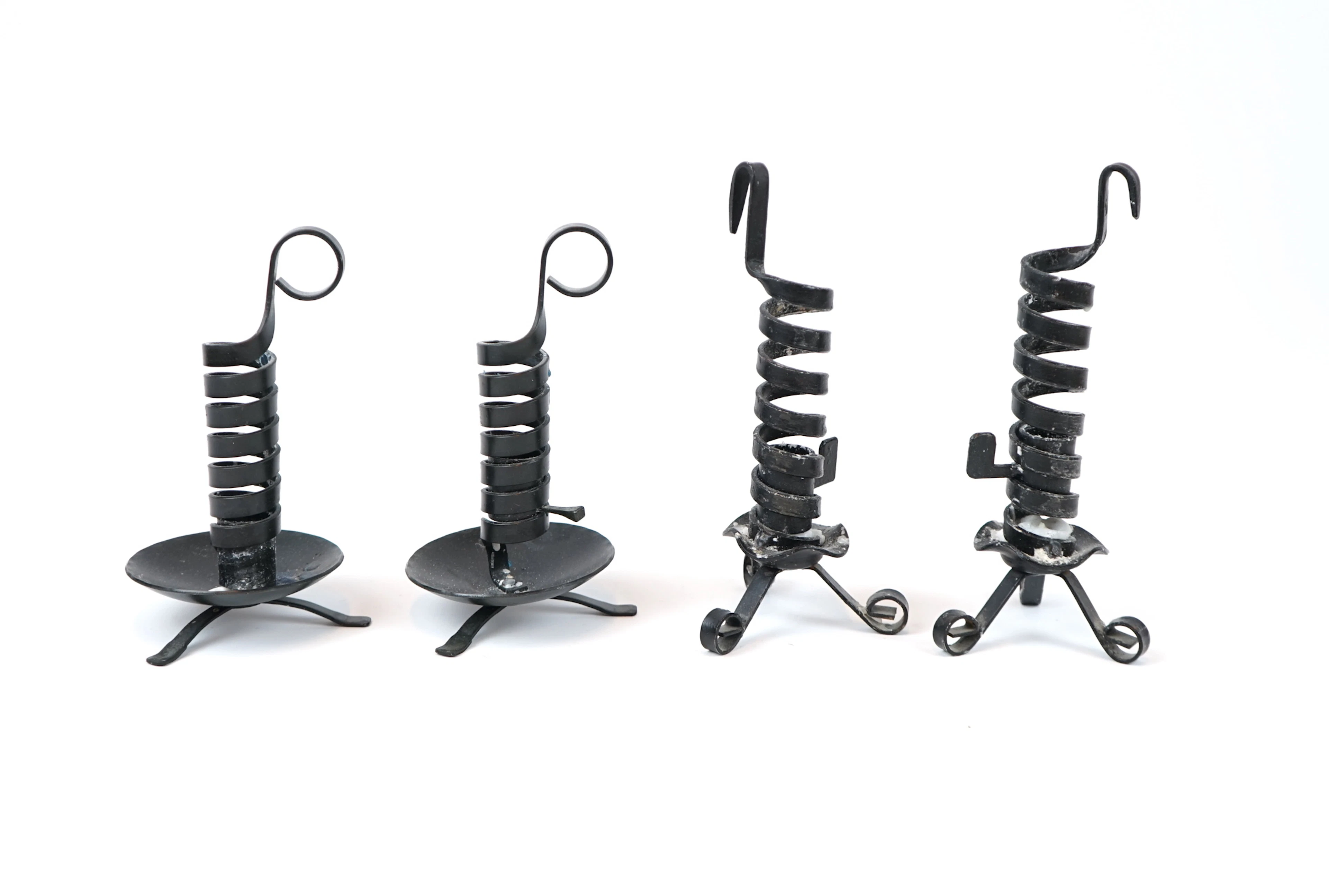 Candelabros, 2 pares, hierro forjado.