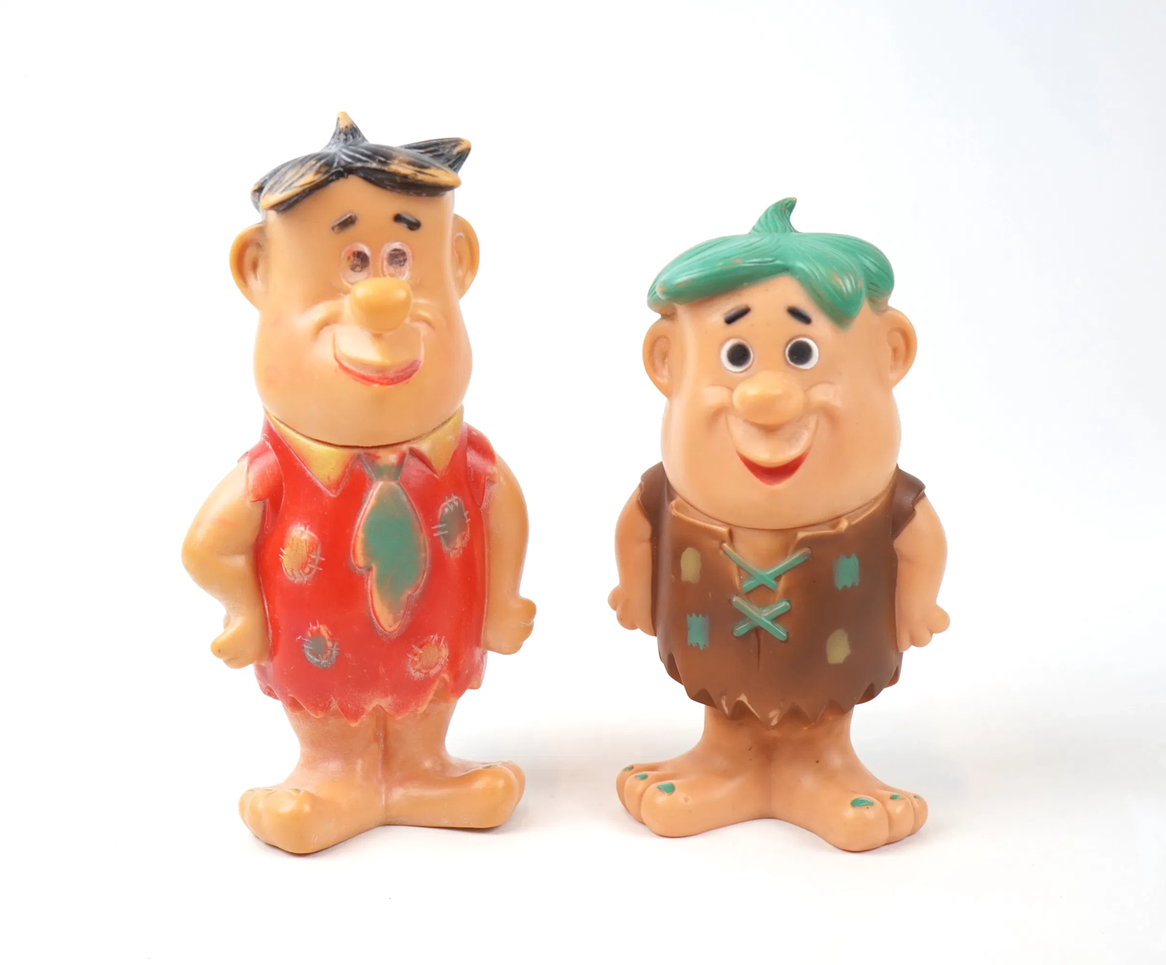 Figures, 2 pcs, Fred Flinta and Barney, plastic, Hanna-Barbera Productions.