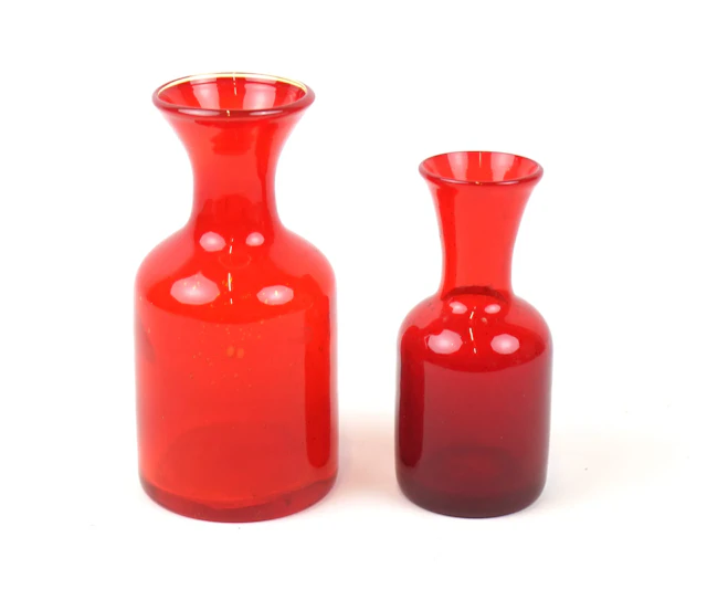Erik Höglund, 2 glass vases, signed, Kosta Boda.