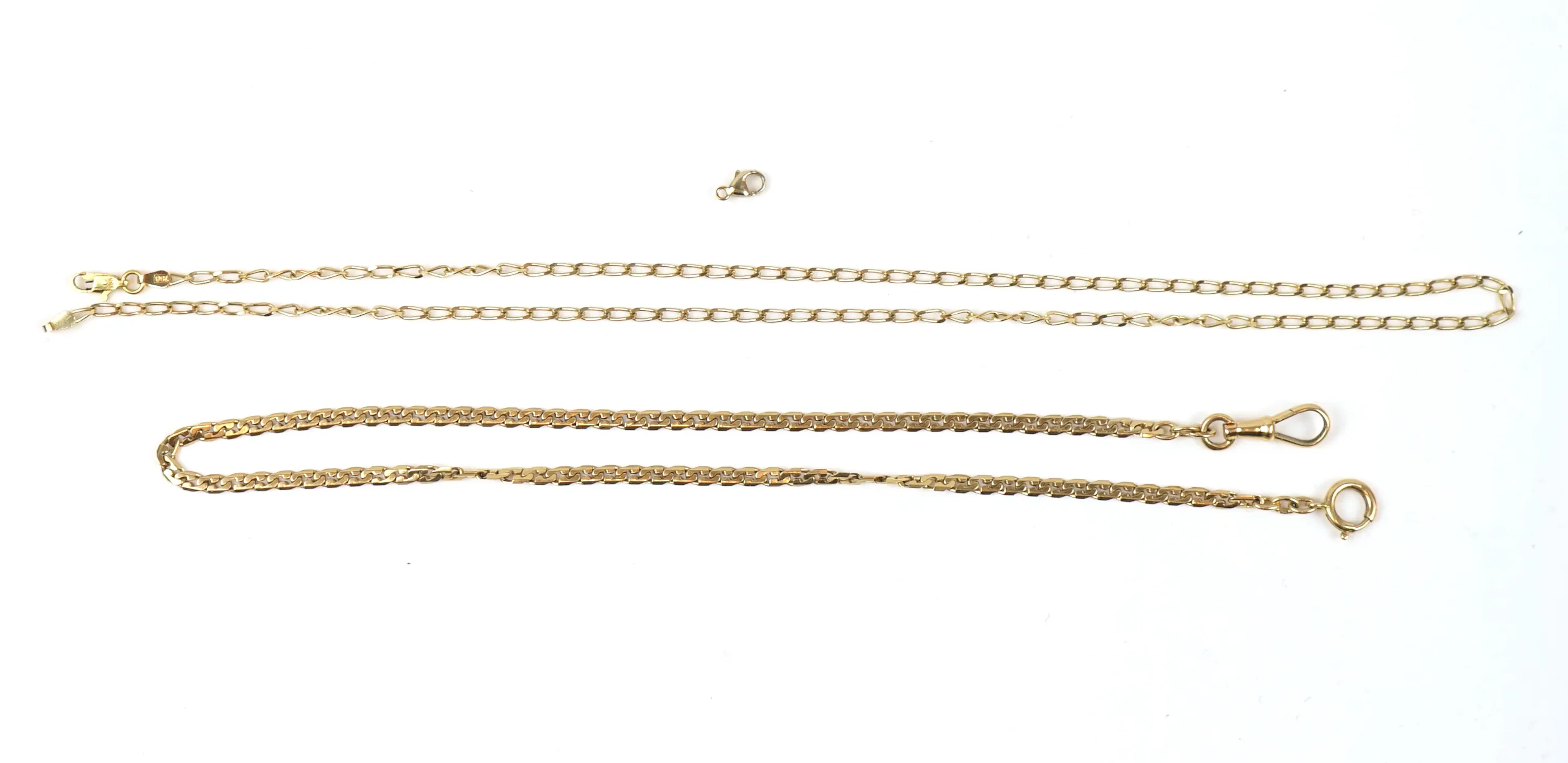 Catene per orologi, fermaglie da donna e aragosta, 3 pezzi, oro 18k.