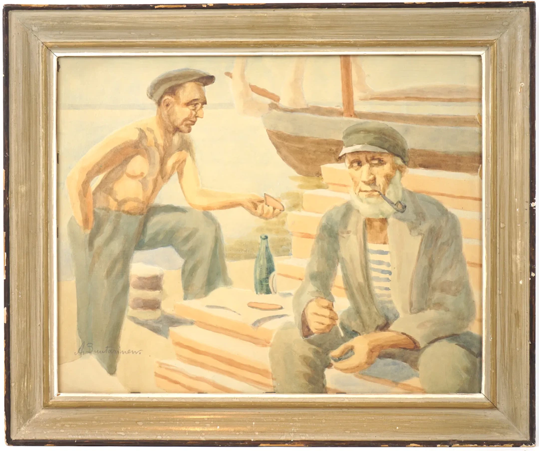 Artista non identificato, acquerello, firmato.