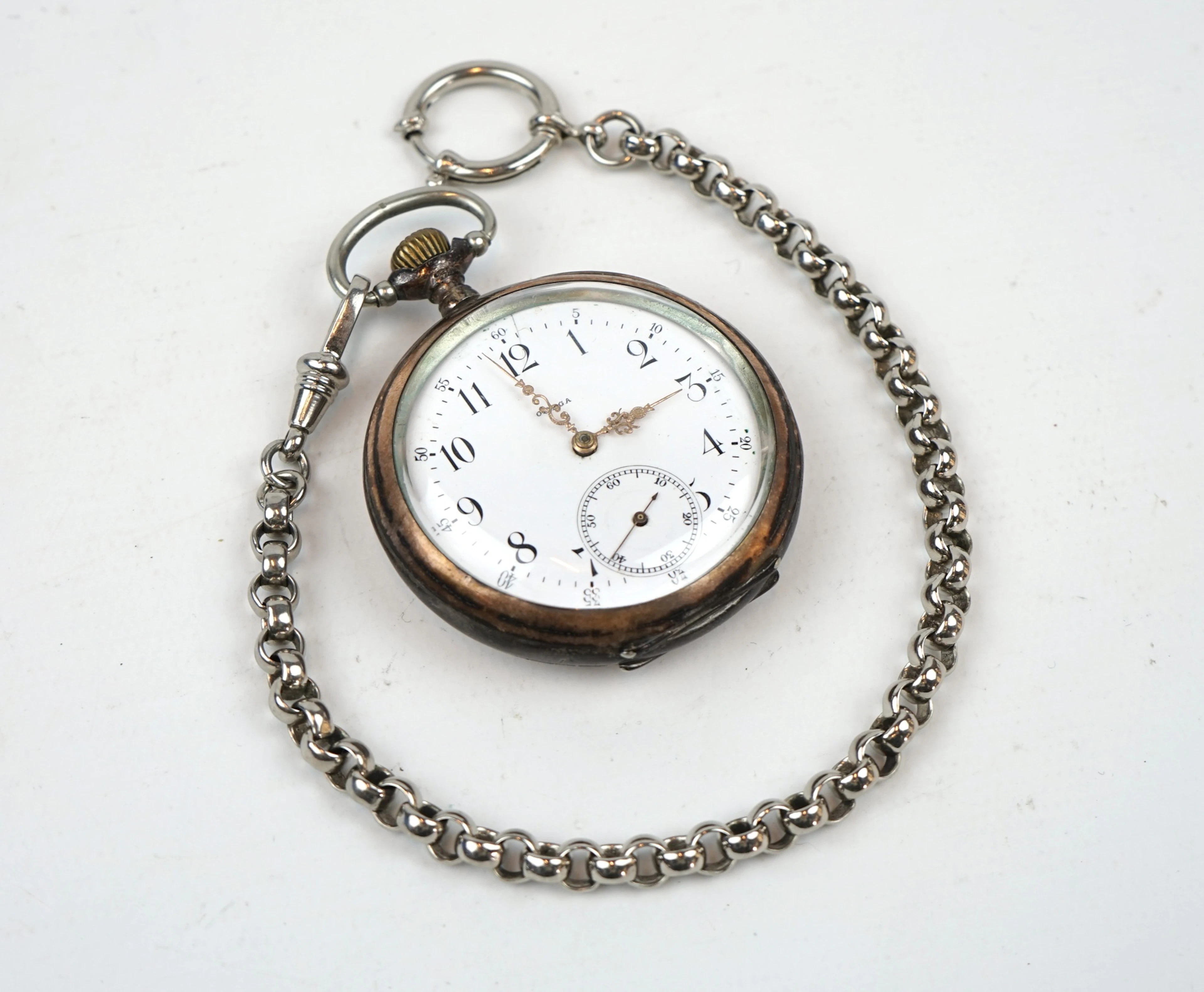 Reloj de bolsillo, plata, Omega.