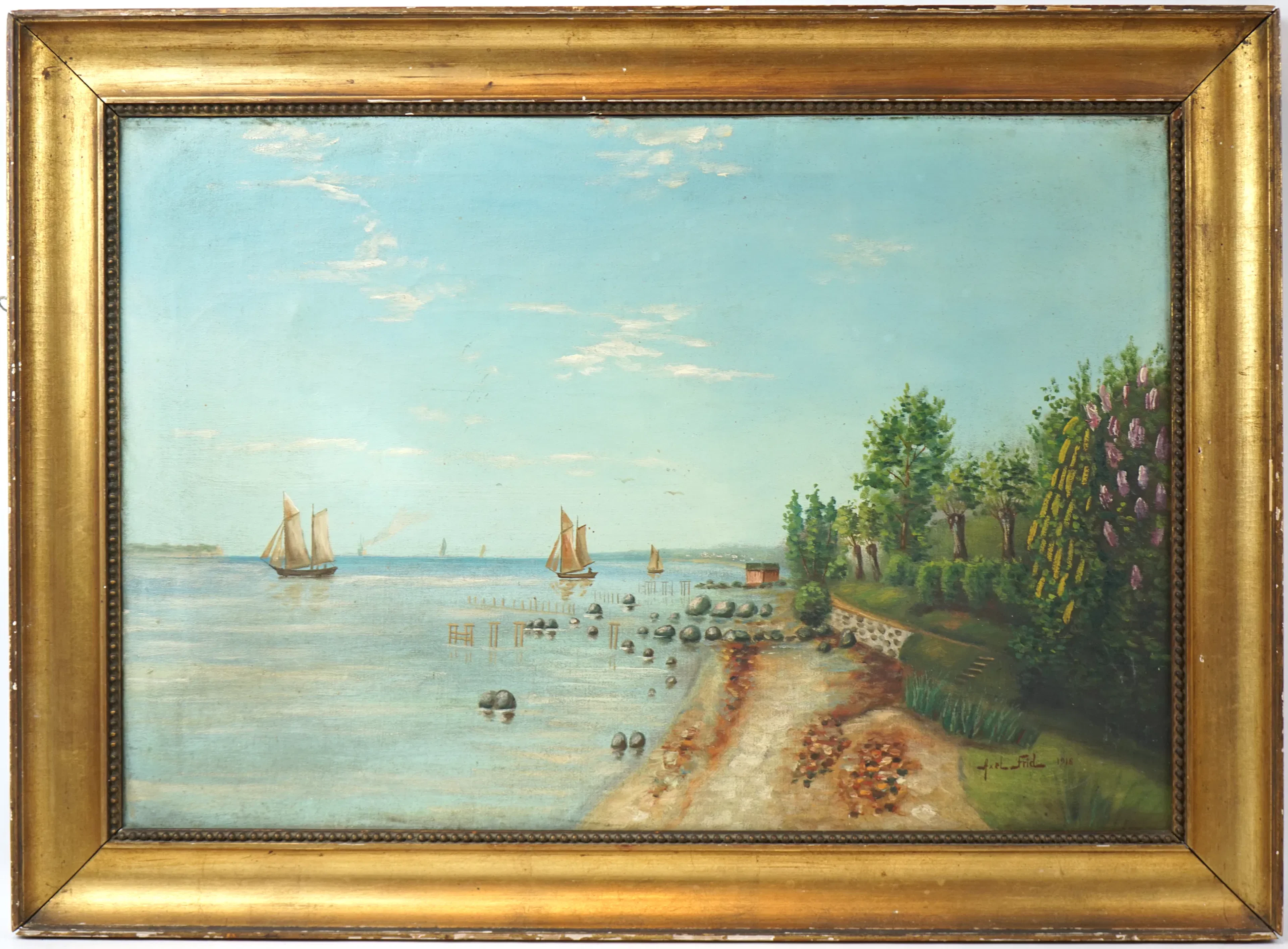 Axel Frid, olio su tela, firmato, 1918.