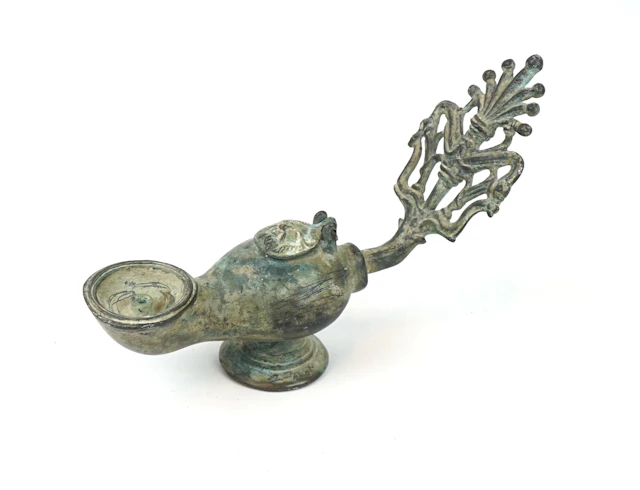 Öllampe, Bronze, 1800er/1900er Jahre.