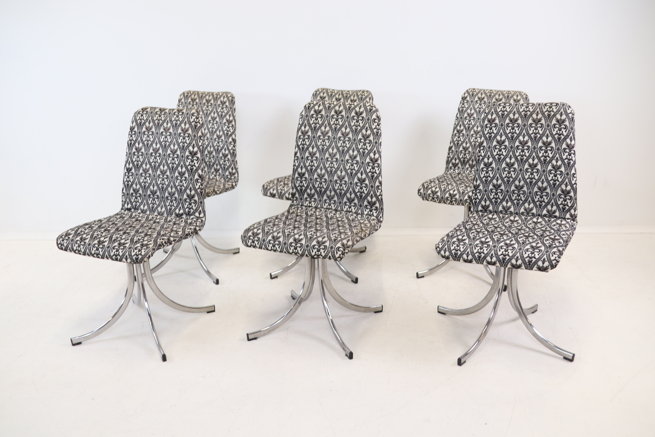 Sillas, giratoria, 6 piezas, textil/metal.