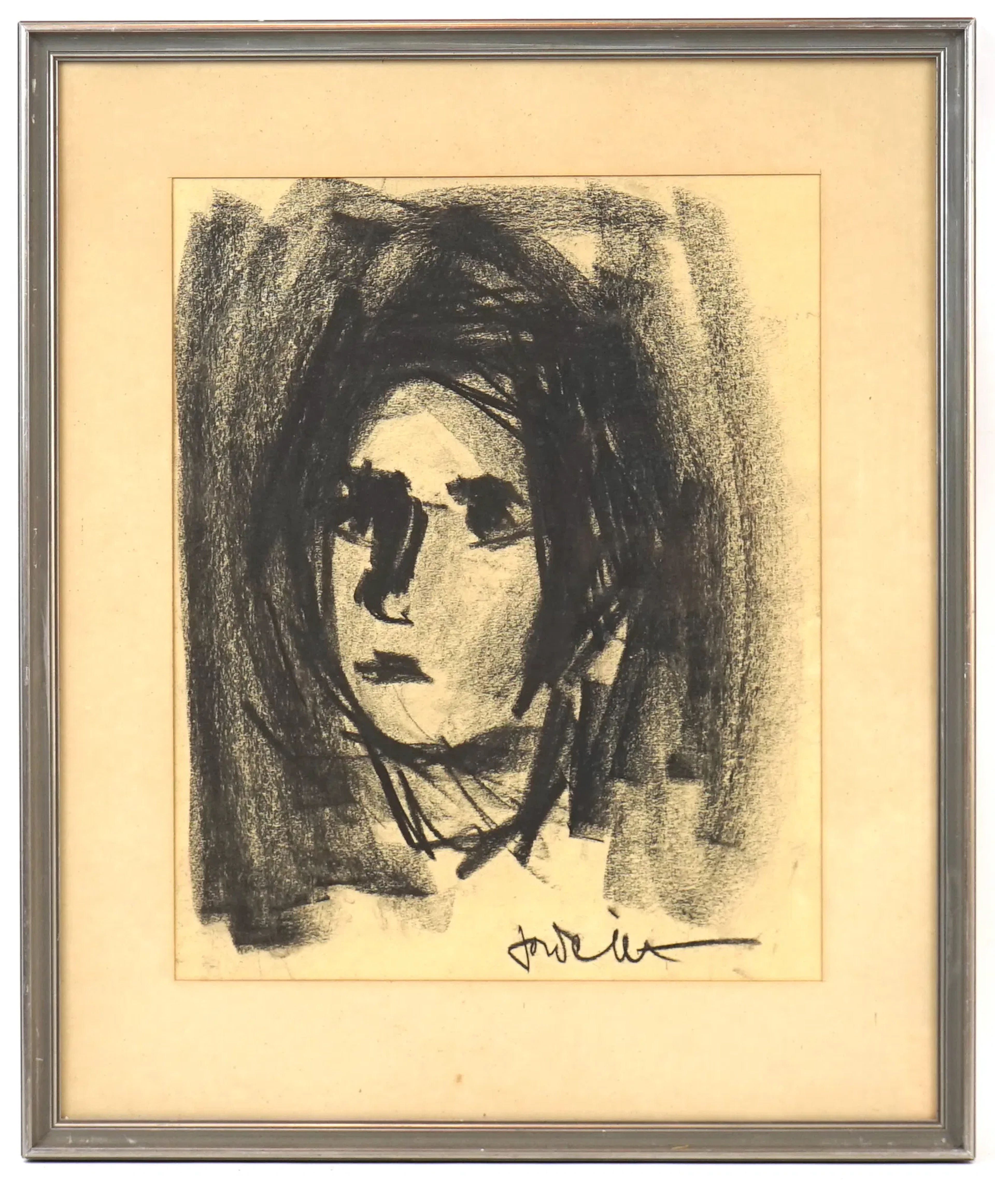 Ivan Jordell, charcoal drawing, signed.