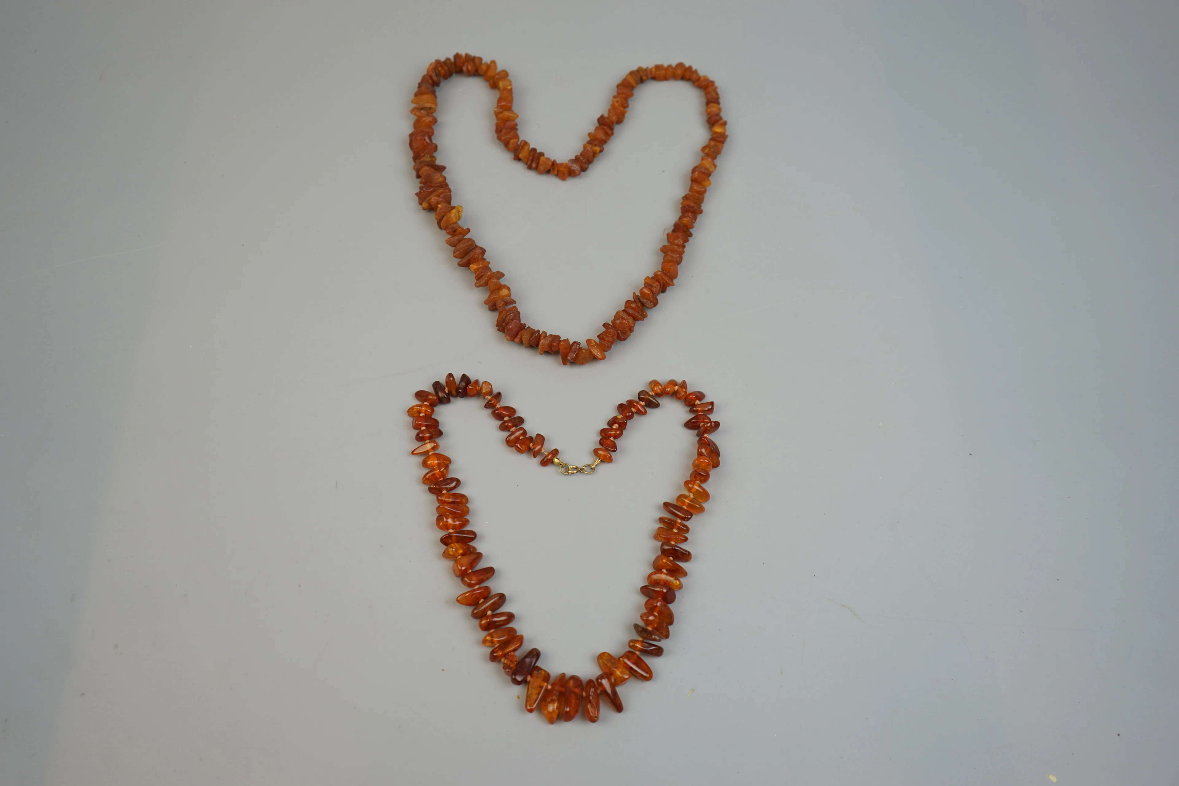 Collier, 2 pièces, ambre.
