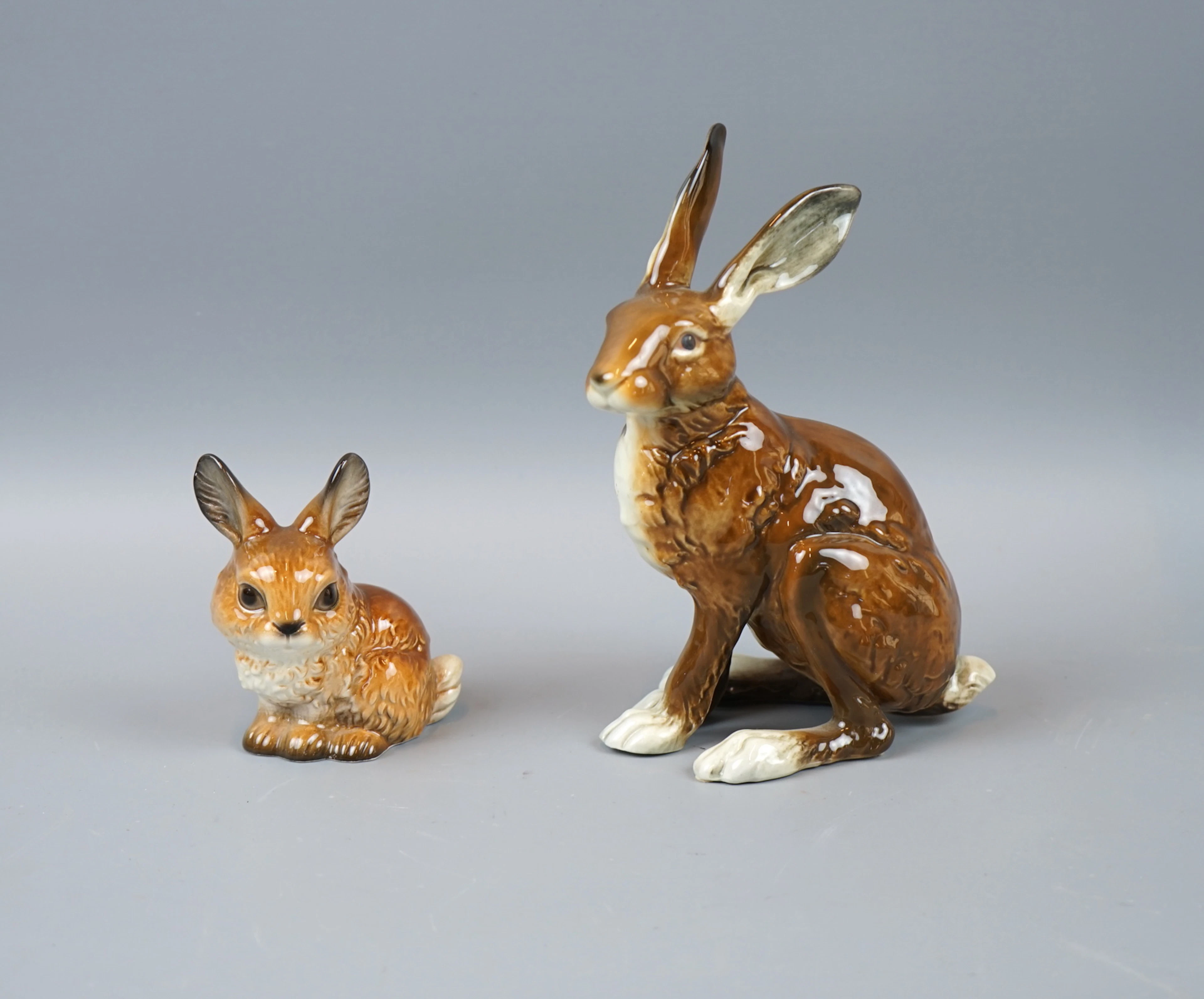 Figuren, 2 Teile, Hasen, Porzellan, Goebel.