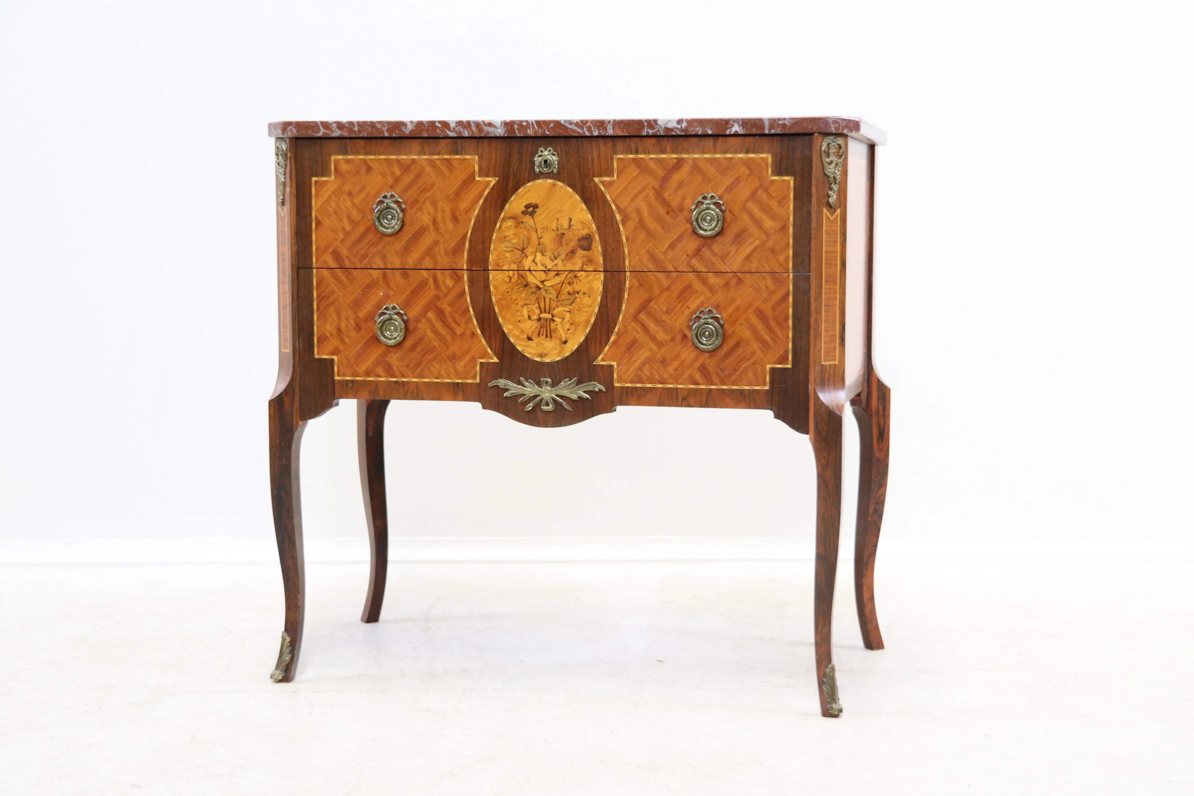 Cassettiera in stile, 2 cassetti, legno/pietra, 1900.