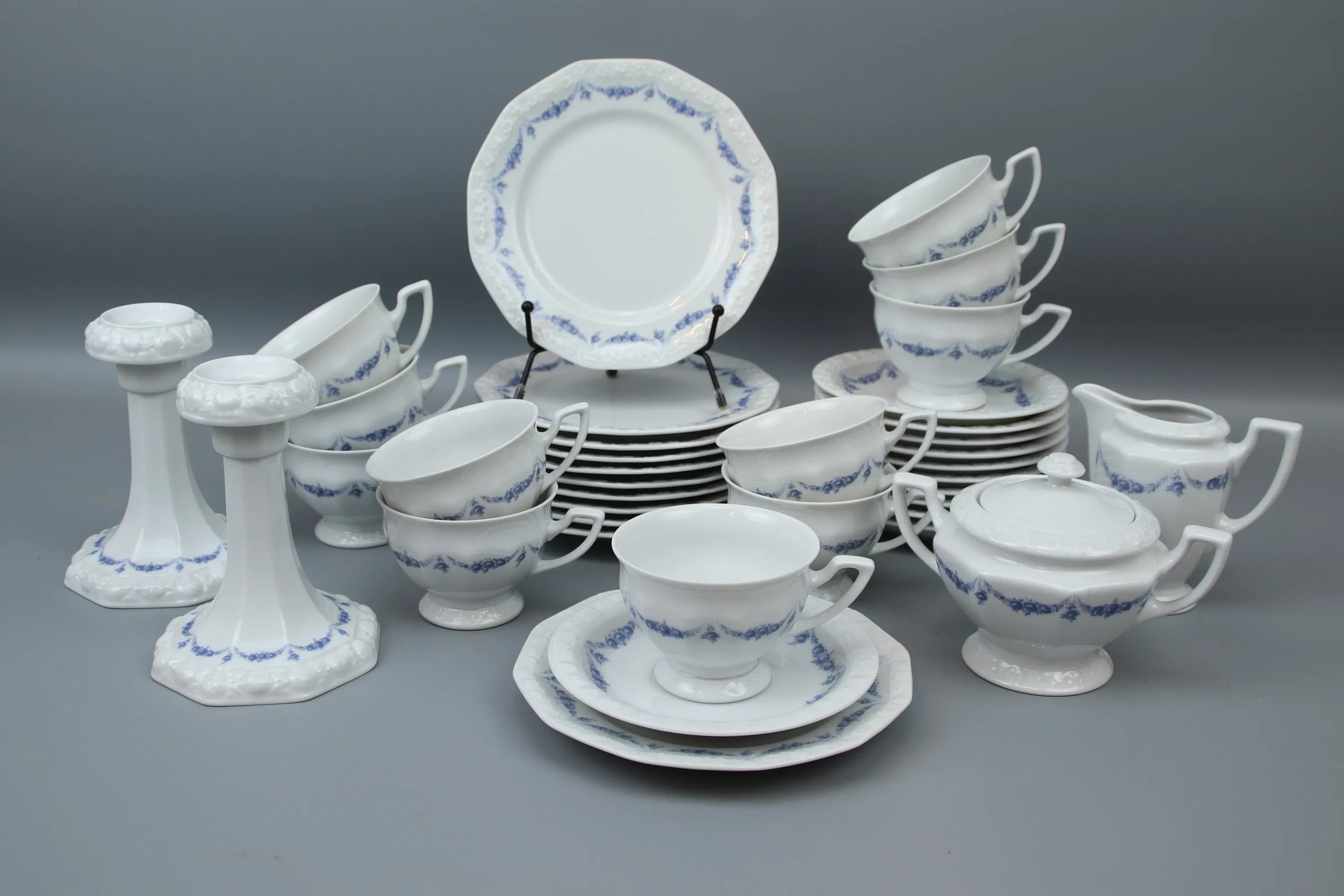 Coffee set, 26 pieces, porcelain, rose edging, Maria, Rosenthal.