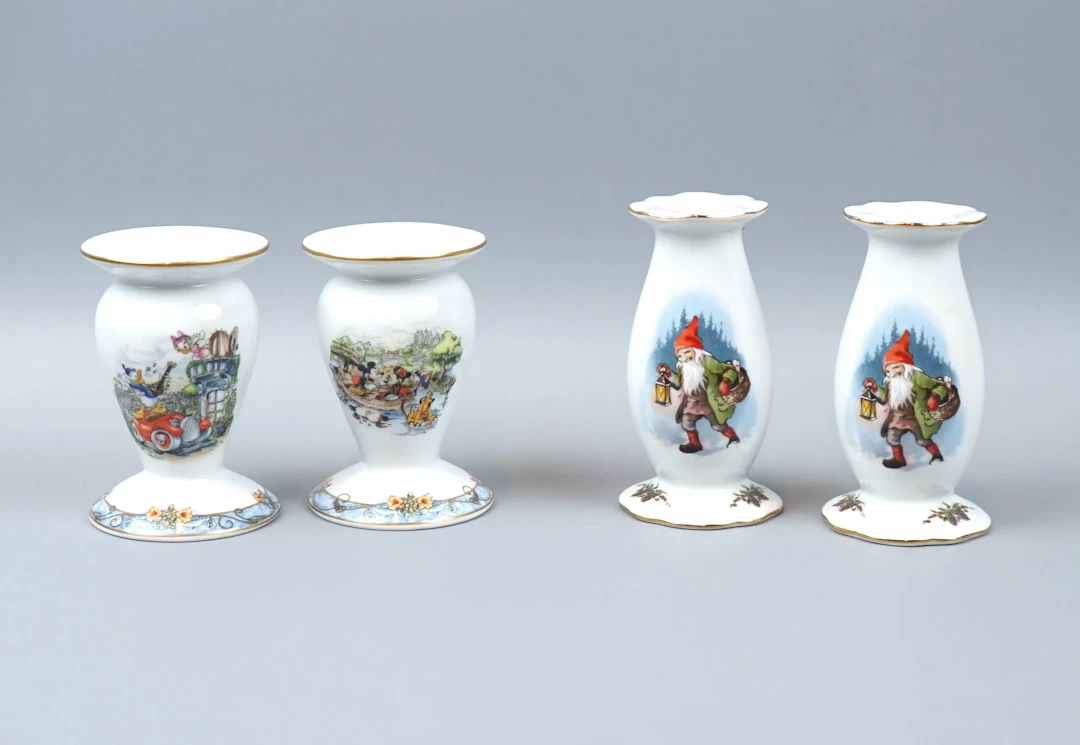 Candelabros, 2 pares, porcelana, Stefan Lindahl y Lars Carlsson, Fyrklövern.