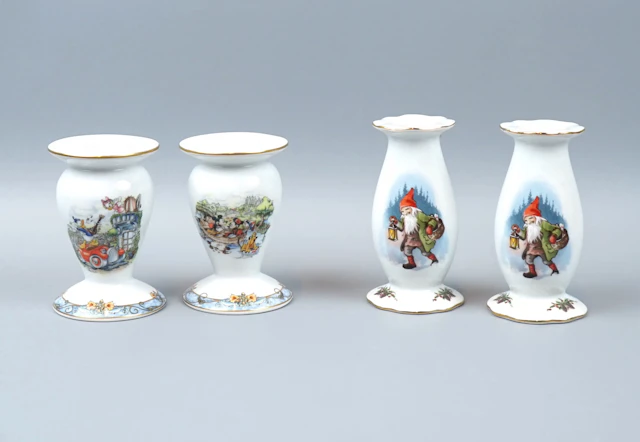 Candelabros, 2 pares, porcelana, Stefan Lindahl y Lars Carlsson, Fyrklövern.