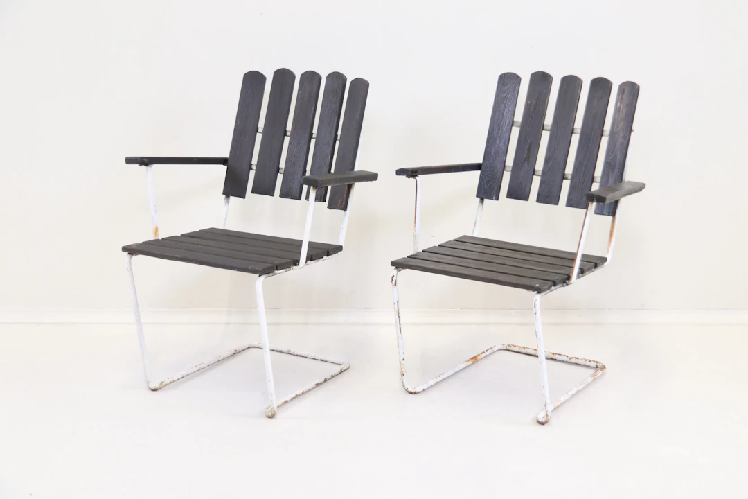 Garden chairs, wood/metal, Grythyttan.