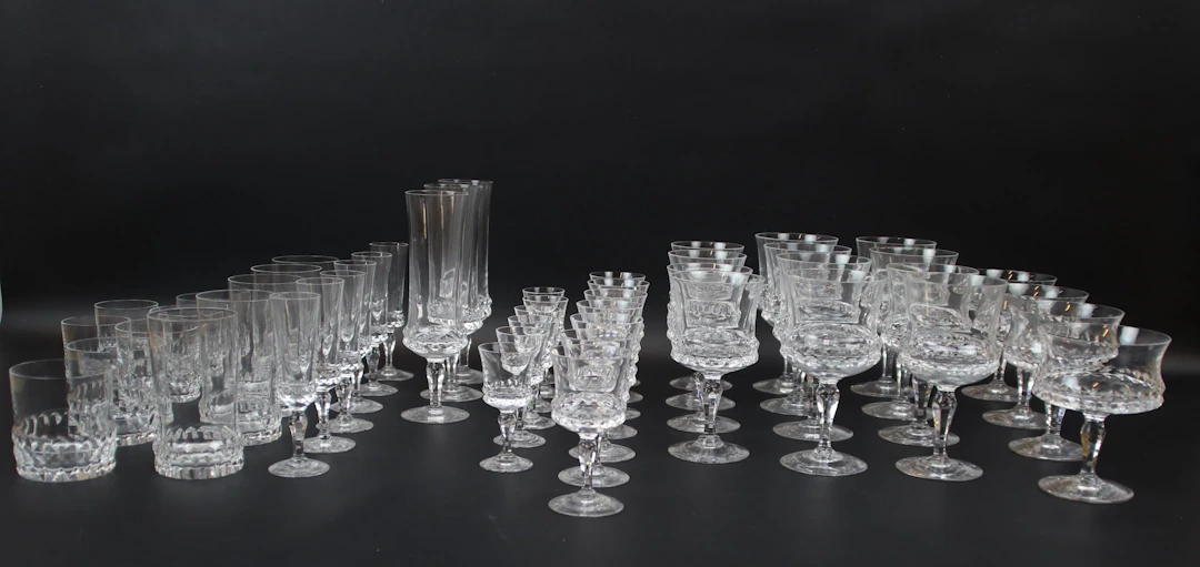 Ingeborg Lundin, glass tableware, 51 pieces, Silvia, Orrefors.