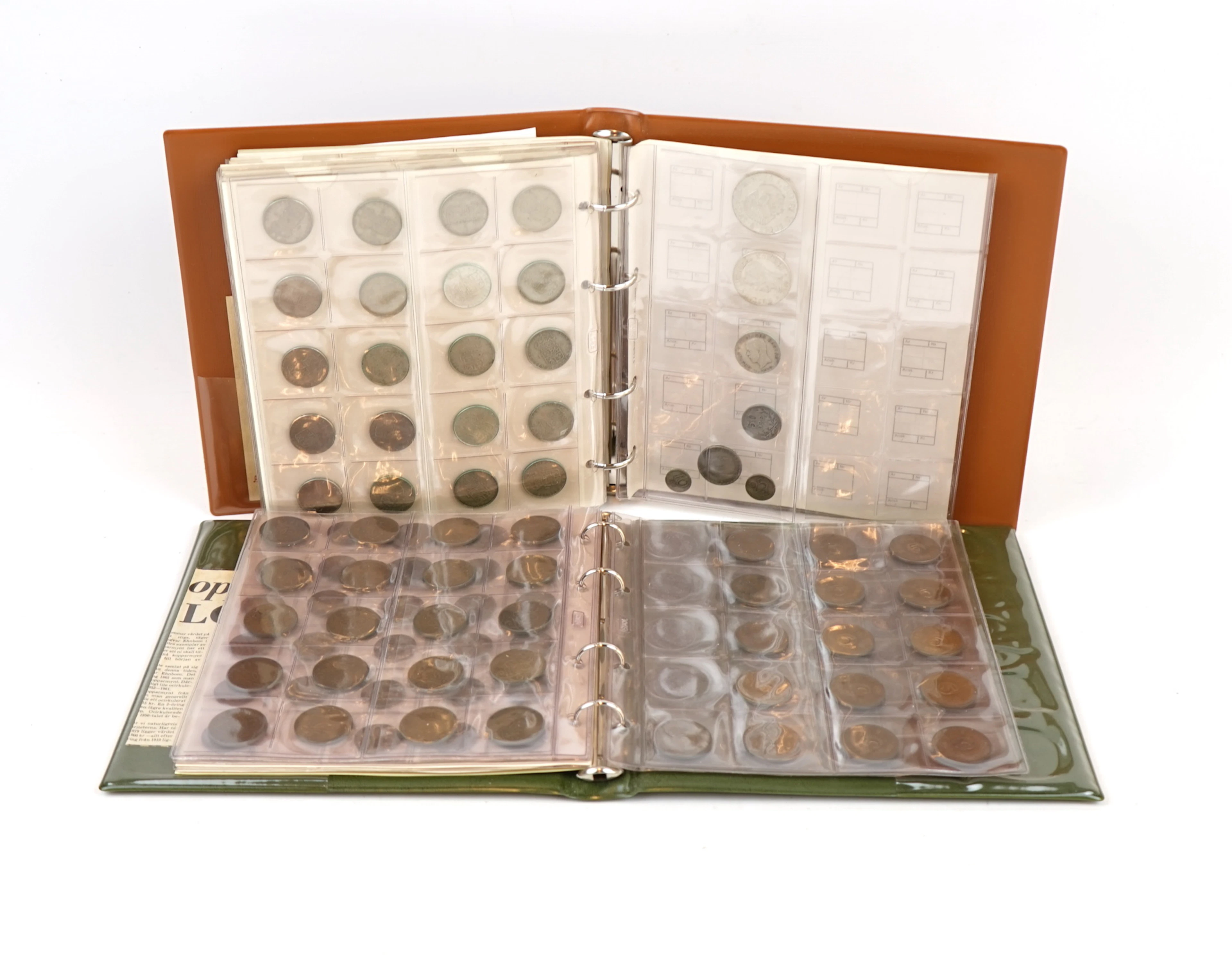 Colección de monedas, Suecia, álbum, cobre/hierro, plata en un álbum.