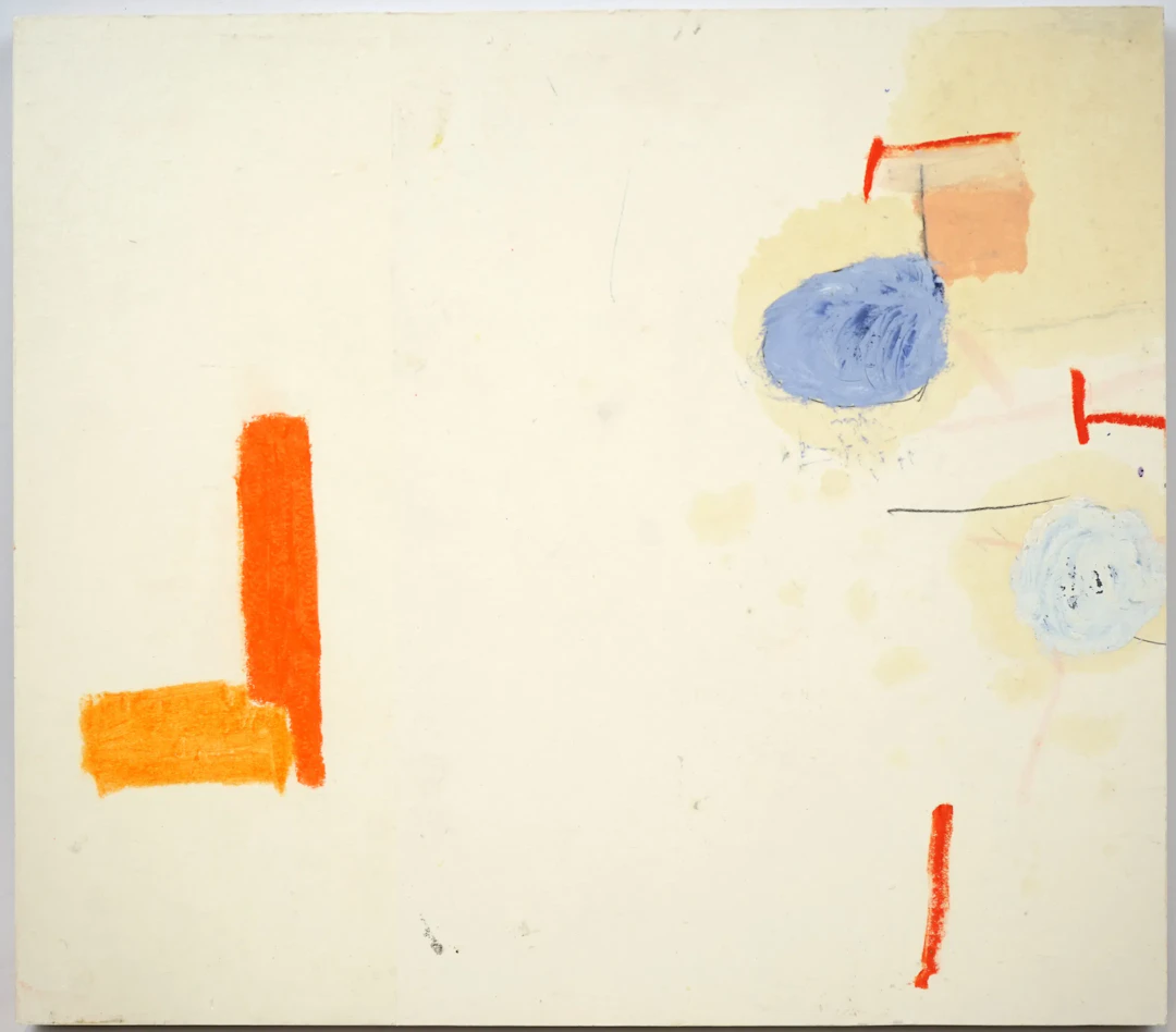 Håkan Berg, ''Kyrka'', blandteknik på pannå, signerad a tergo, 2002.