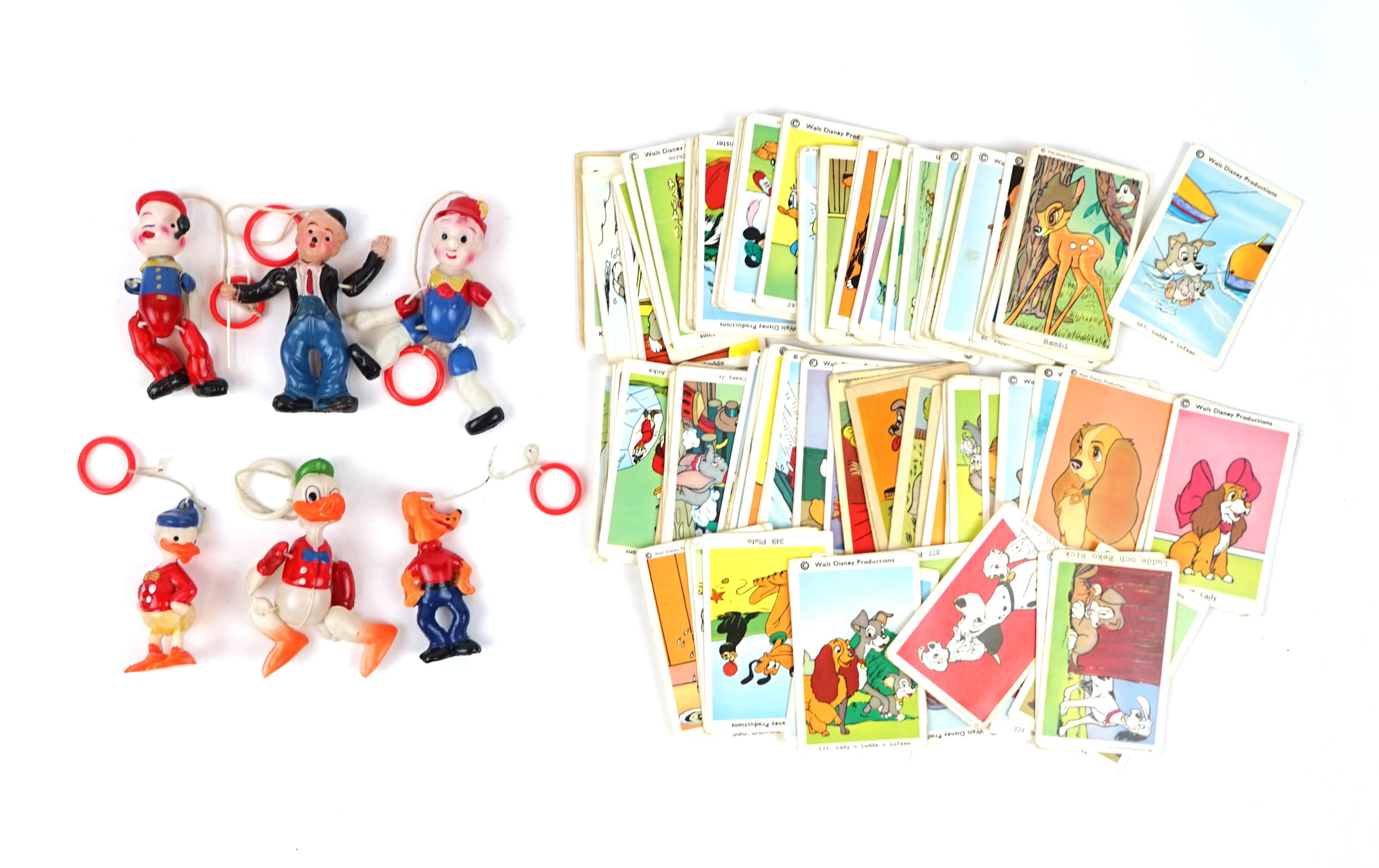 Statuine giocattolo in celluloide e figurine da film, un lotto, anni '60, inclusa Disney.