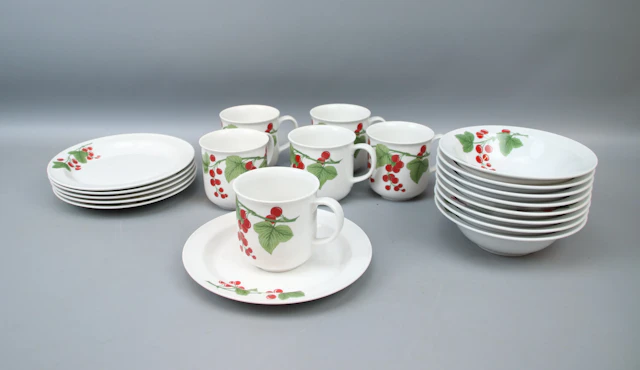 Jackie Lynd, Rörstrand, 6 piezas de vajilla, 8 cuencos, porcelana, Diamond.