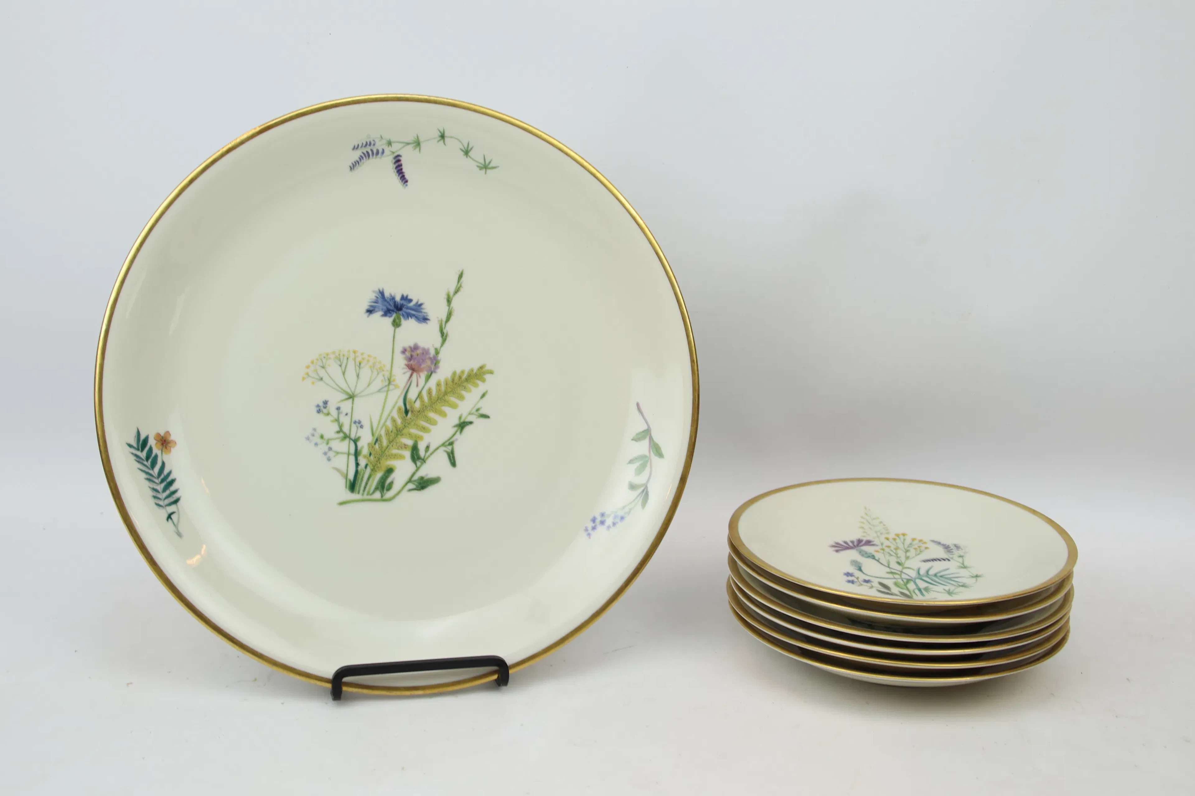 Vajilla de fruta, 7 piezas, porcelana, Linnaeus, KP Karlskrona.