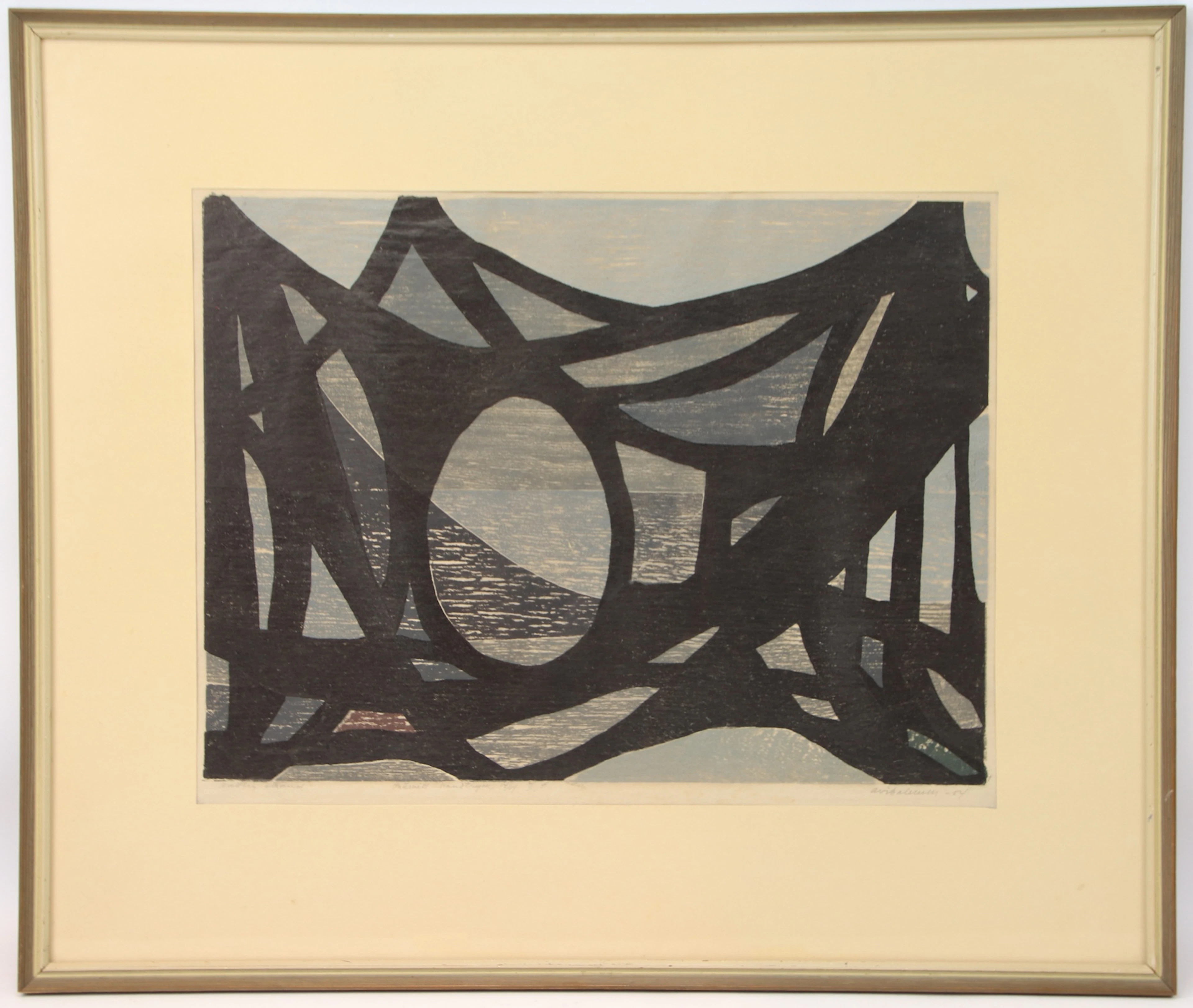 Arno Vihalemm (Estland 1911–1990), Holzschnitt/Handabdruck 14/14, 1954.