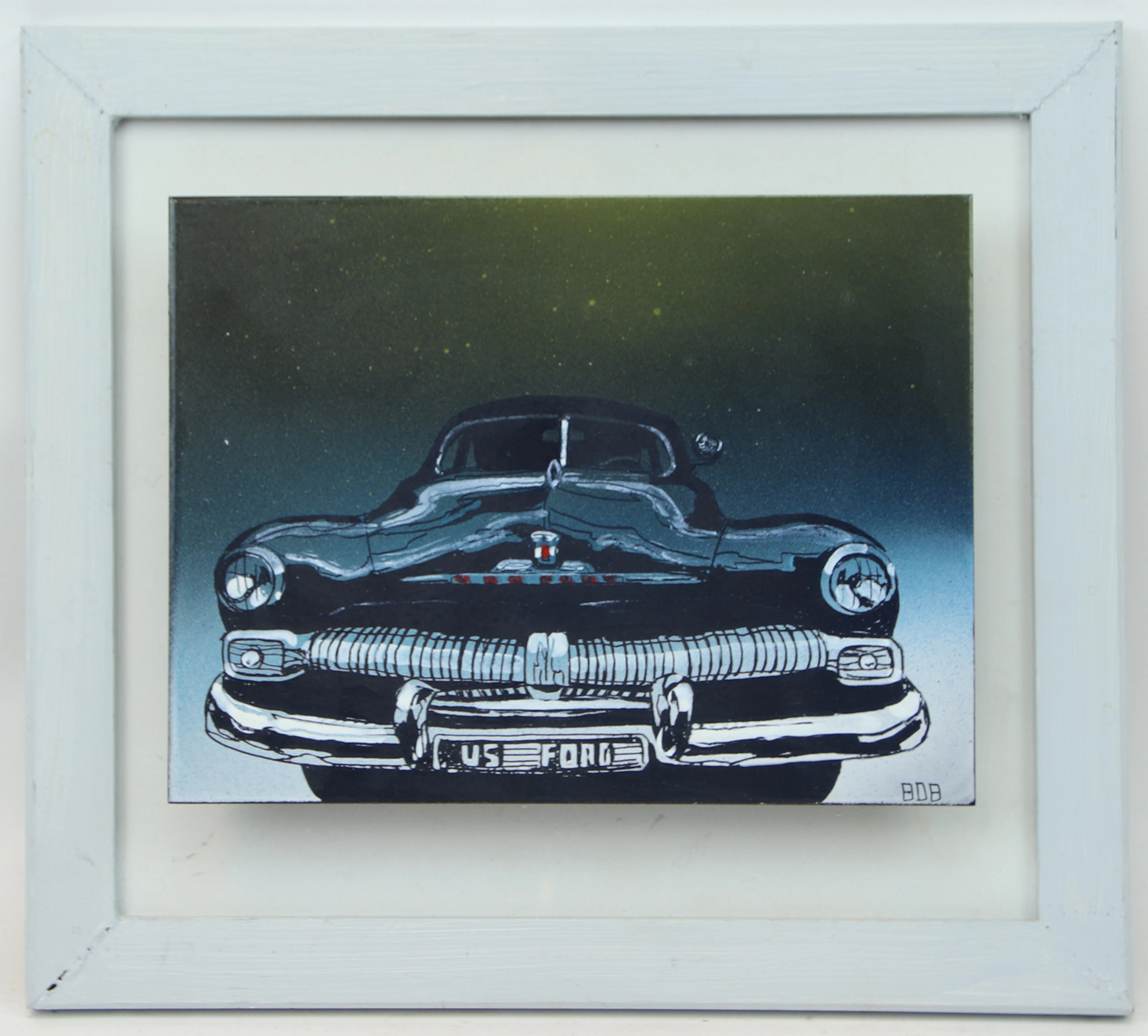 Bob Matson, "US FORD", tavola smaltata, firmata BOB.