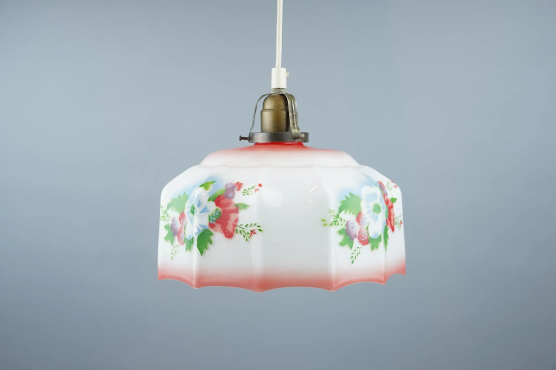 Ceiling lamp, glass/metal.