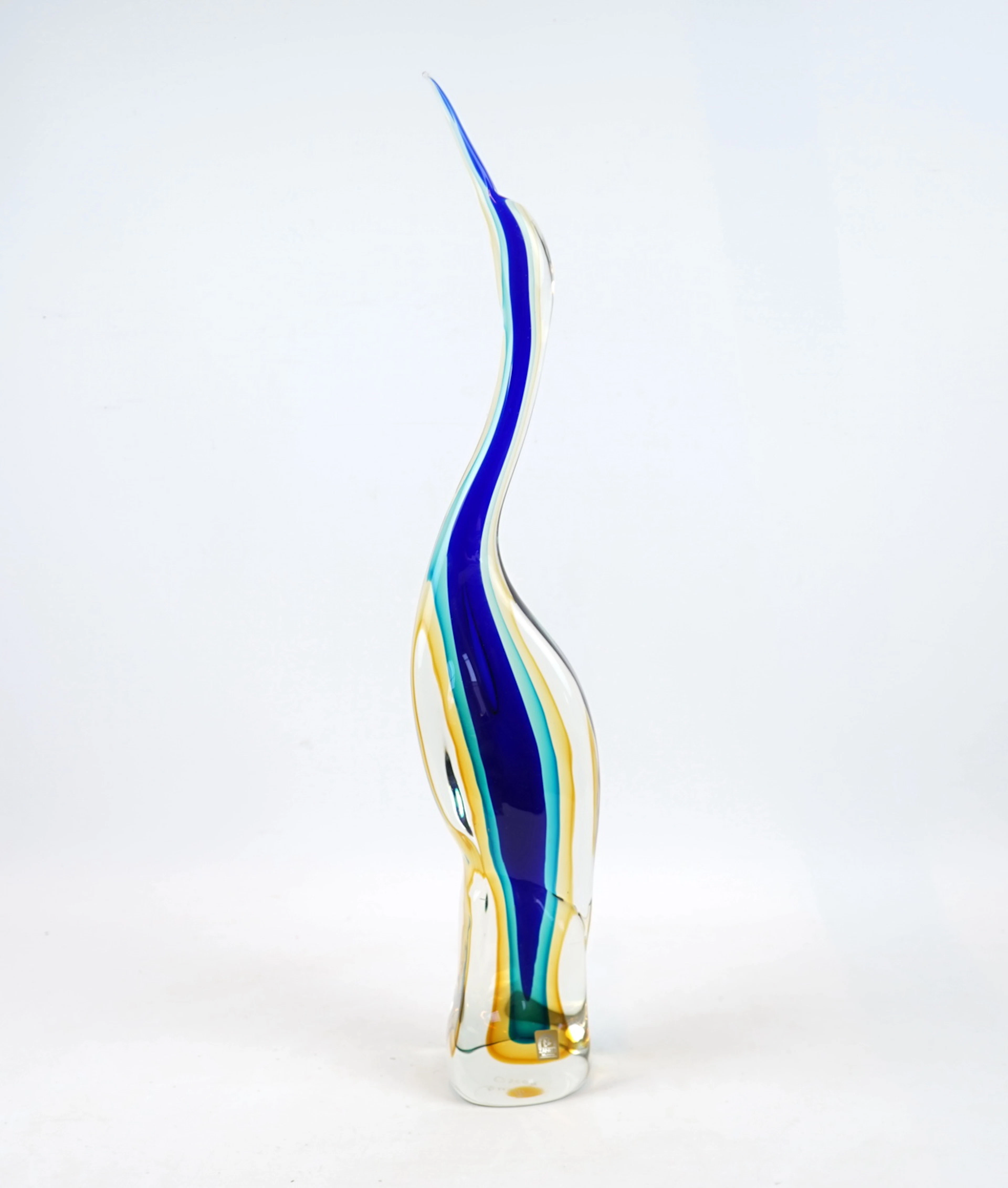 Oscar Zanetti, scultura, uccello, vetro, autografo, Murano, Italia.