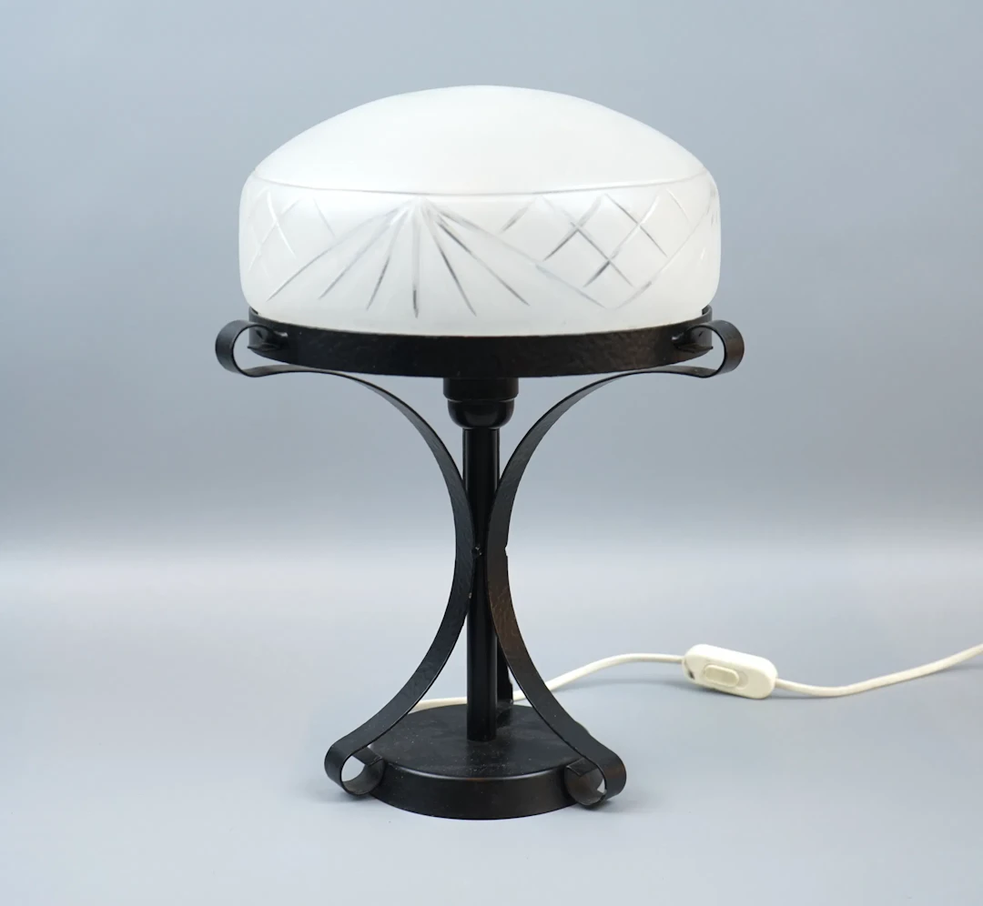 Lampada da tavolo, vetro/metallo.