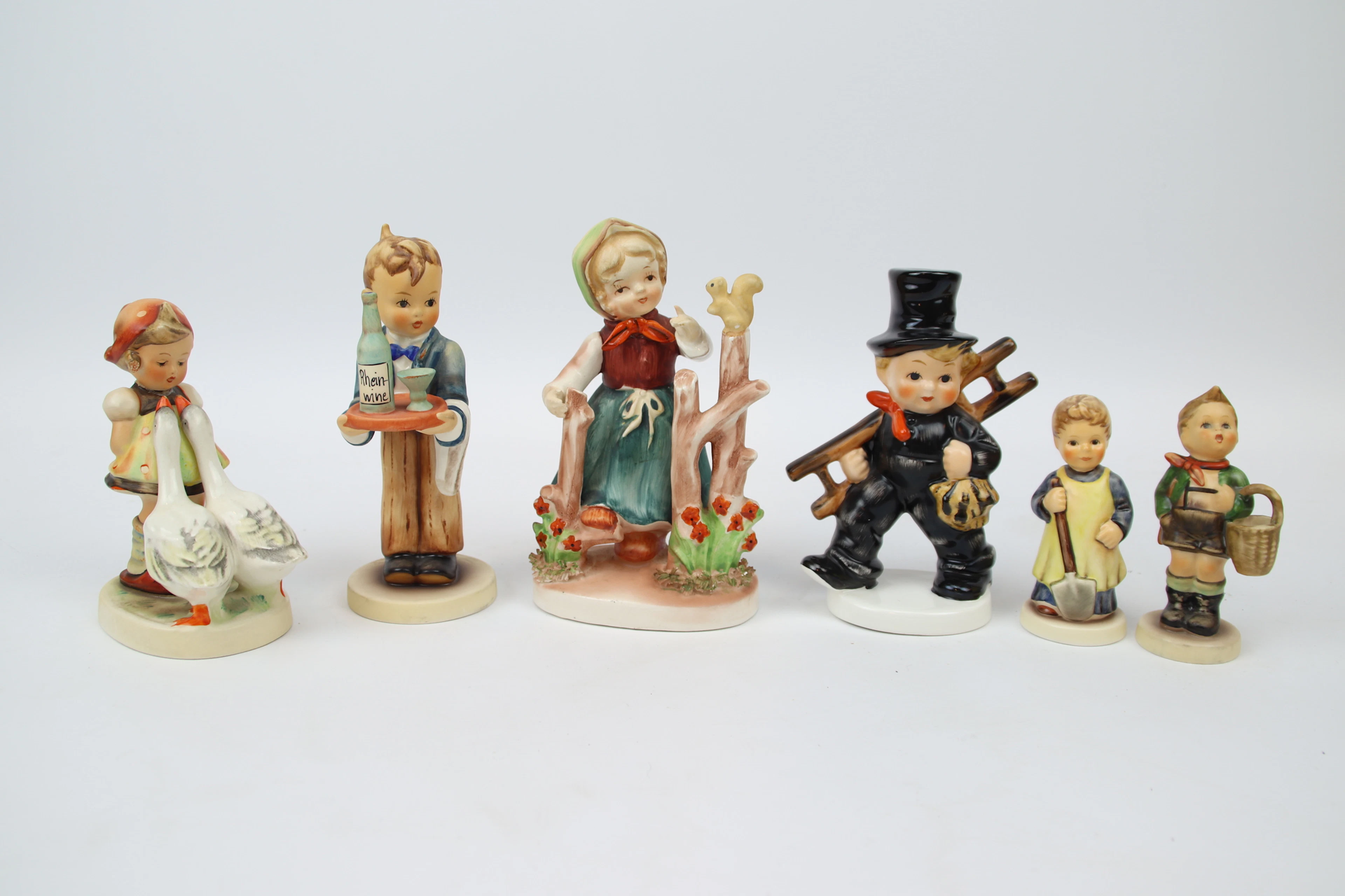 Figurine, 6 porcellane, per lo più Goebel.