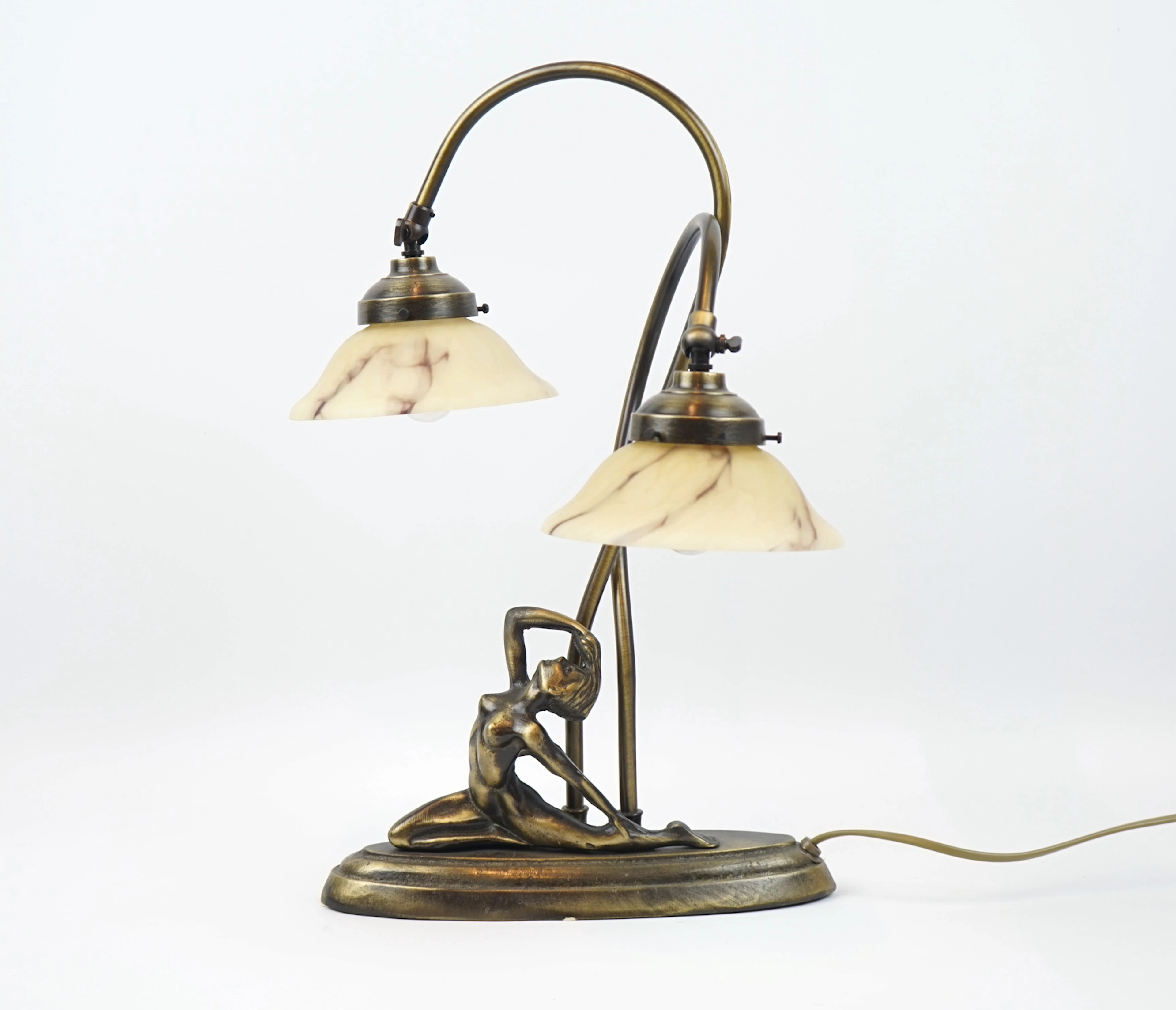 Lampe de table, verre/laiton, contemporaine, lyktan.