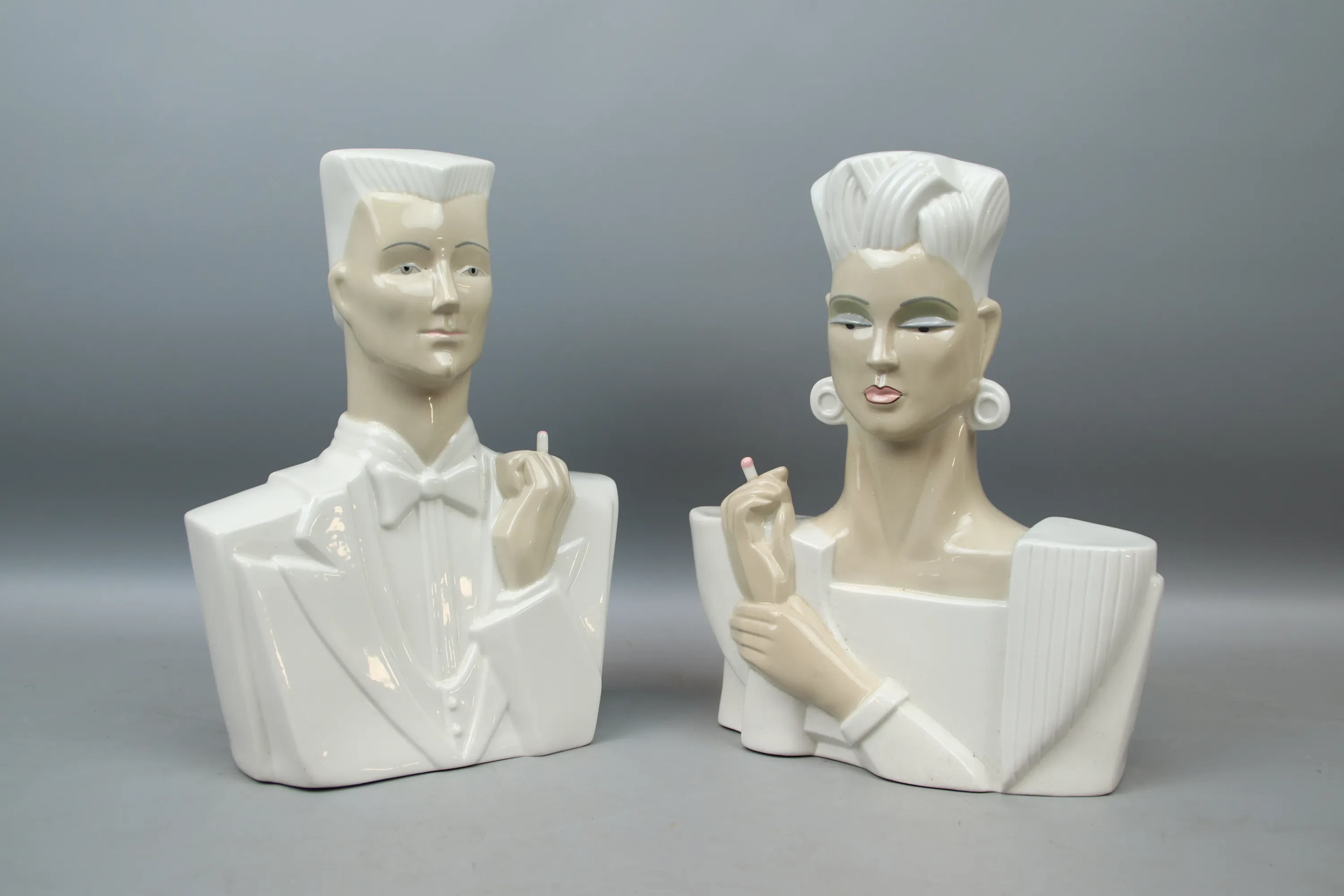 Bustes, 2 pièces, porcelaine, Miguel Requena, Valence, Espagne.