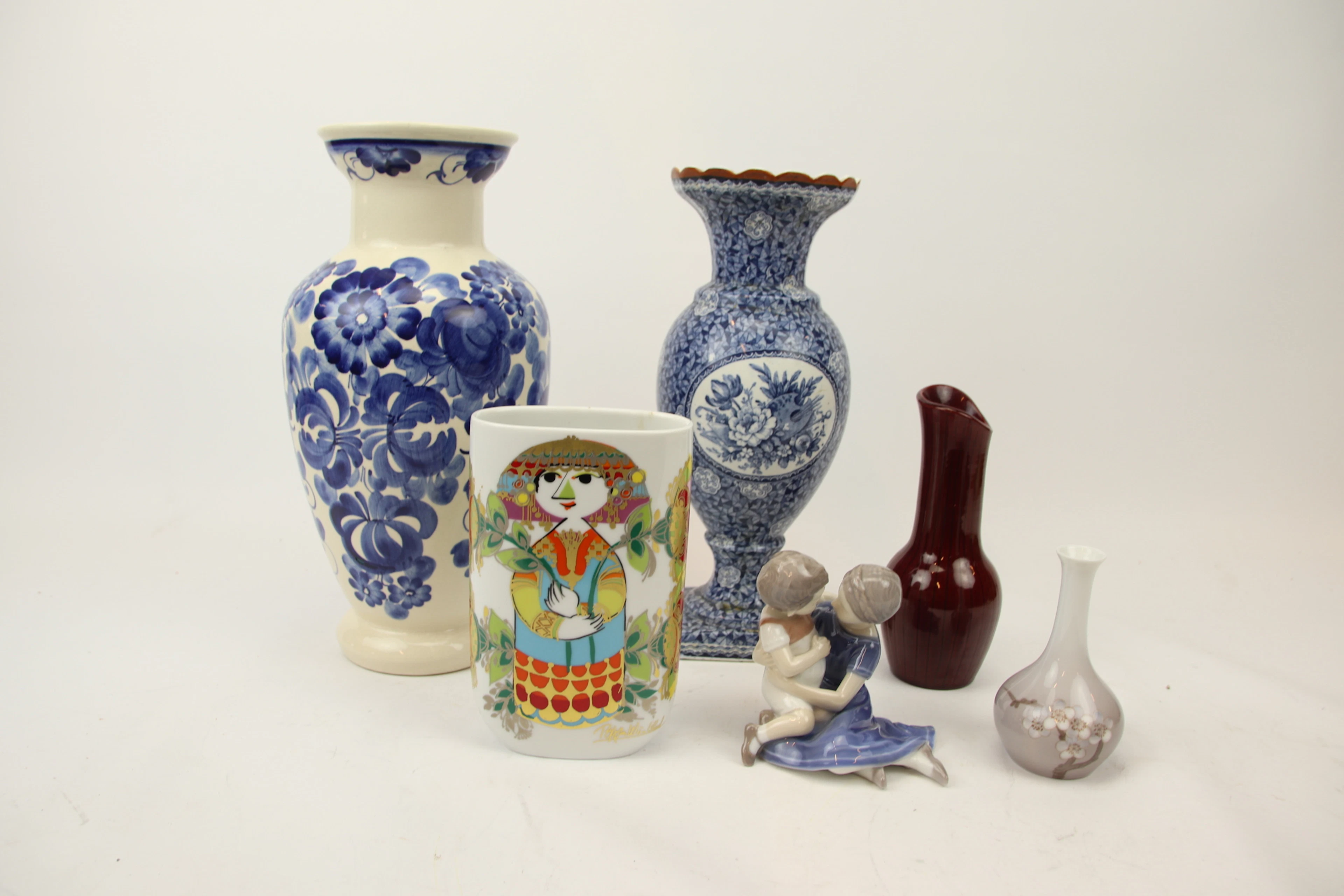 Vases etc., 6 pieces, porcelain, among others Björn Wiinblad, Rosenthal.