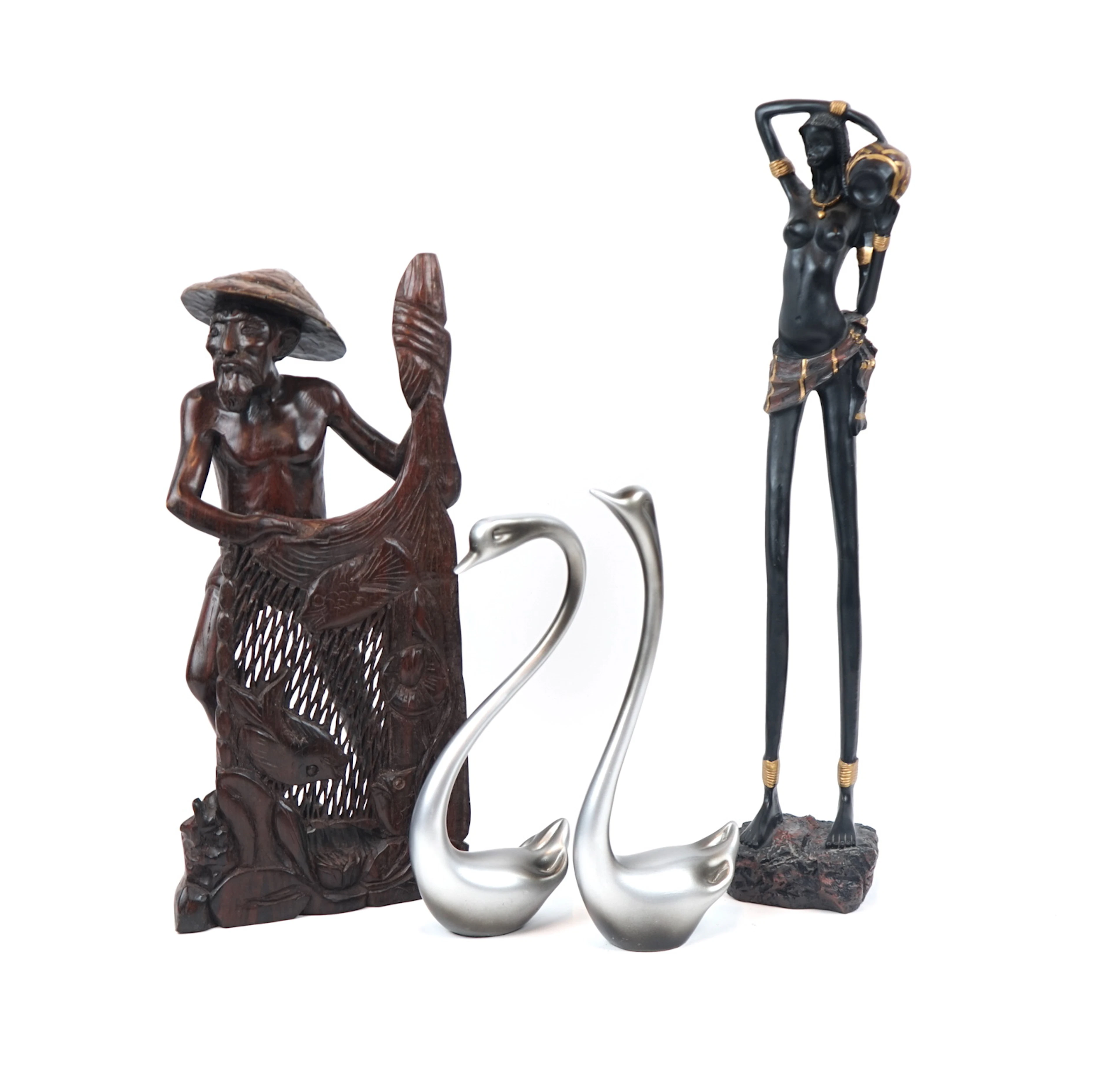 Sculture/figurine, 4 pezzi, massa di legno/arte.