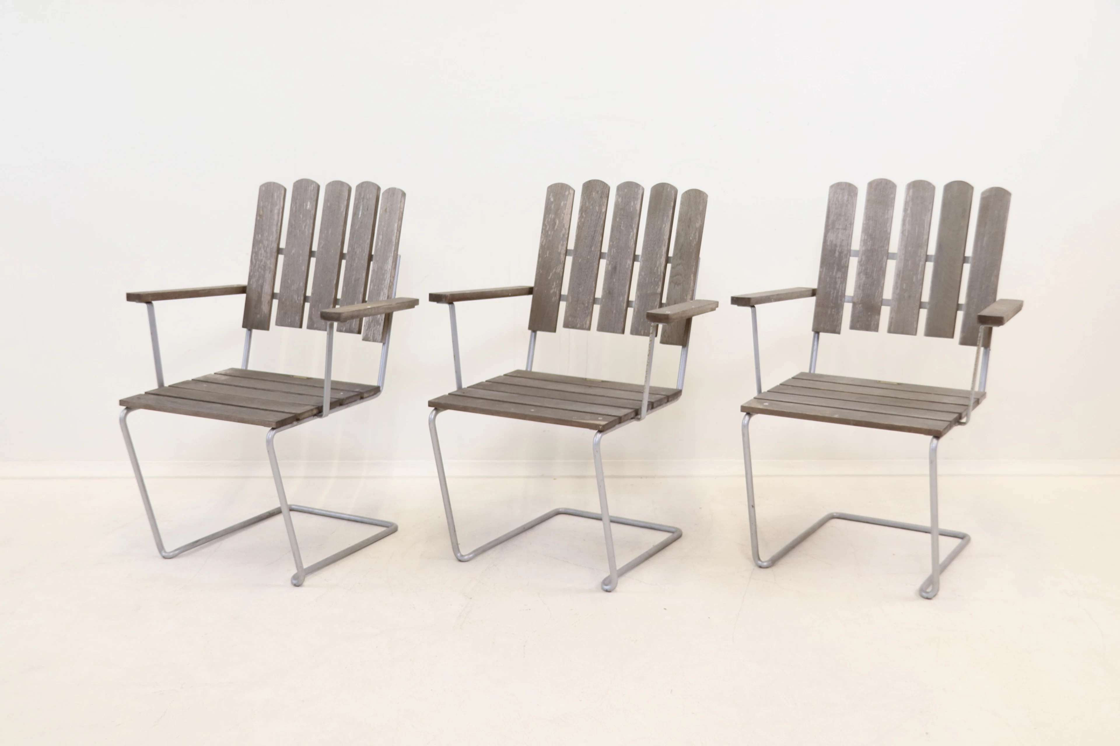 Arthur Lindqvist, 3-piece garden chairs, wood/metal, "A2", Grythyttan.