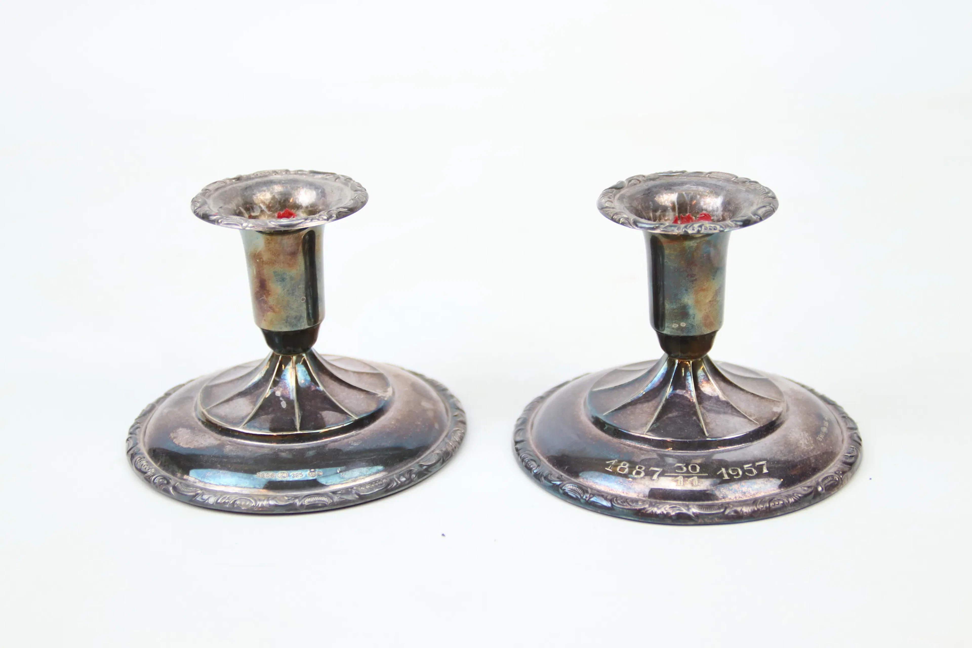 Candelabros, un par, plata 830.