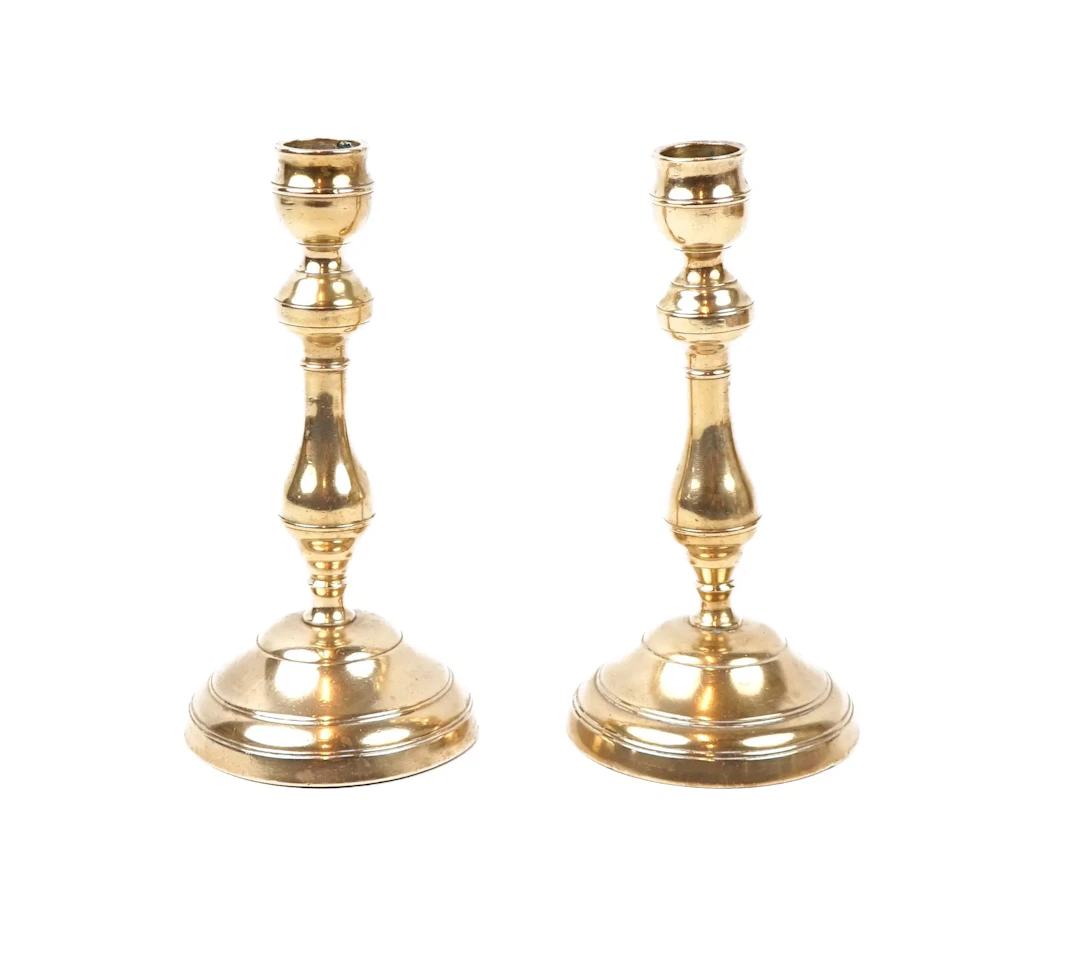 Candlesticks, a pair, brass, Skultuna, marked N52.