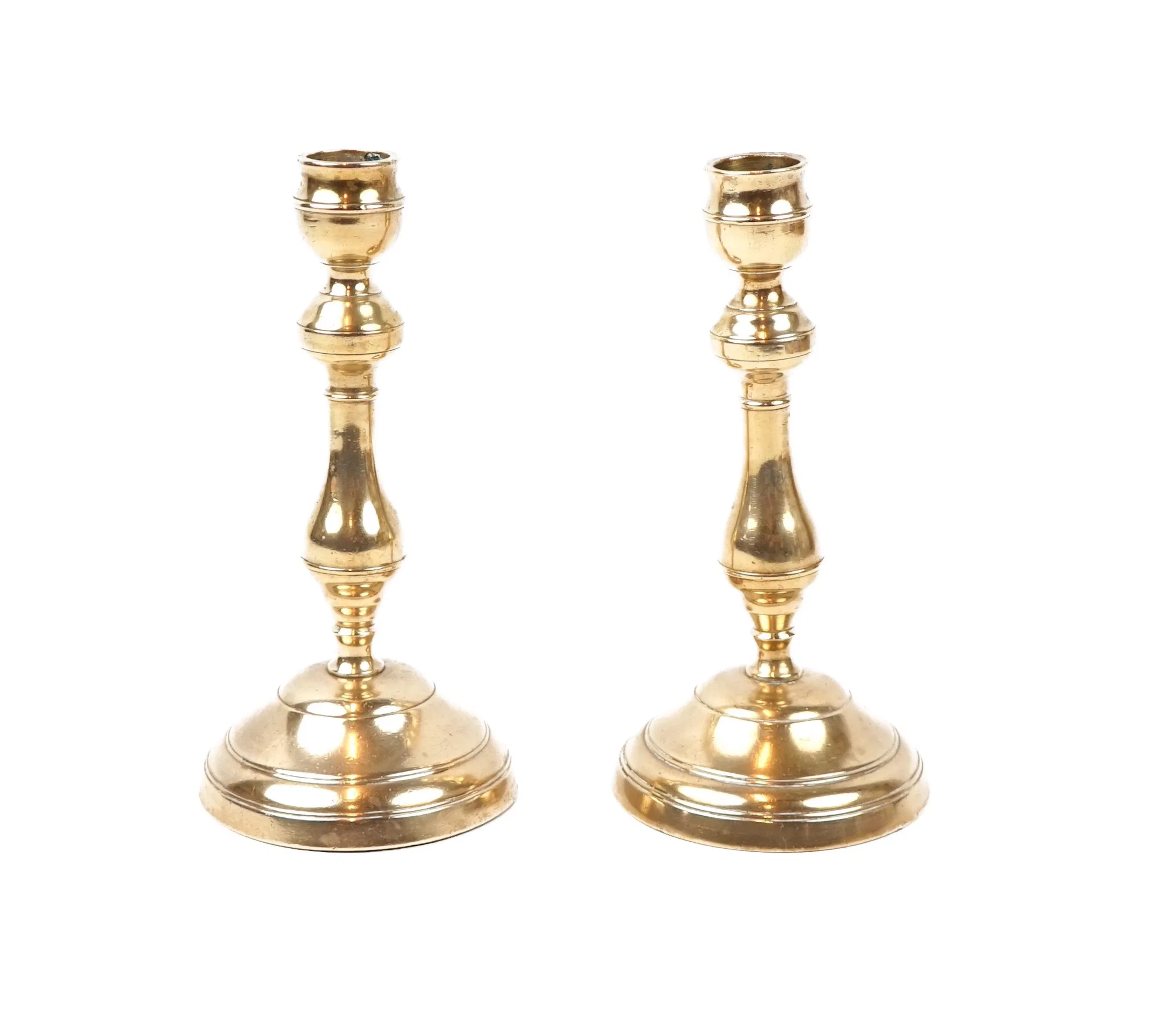 Candlesticks, a pair, brass, Skultuna, marked N52.