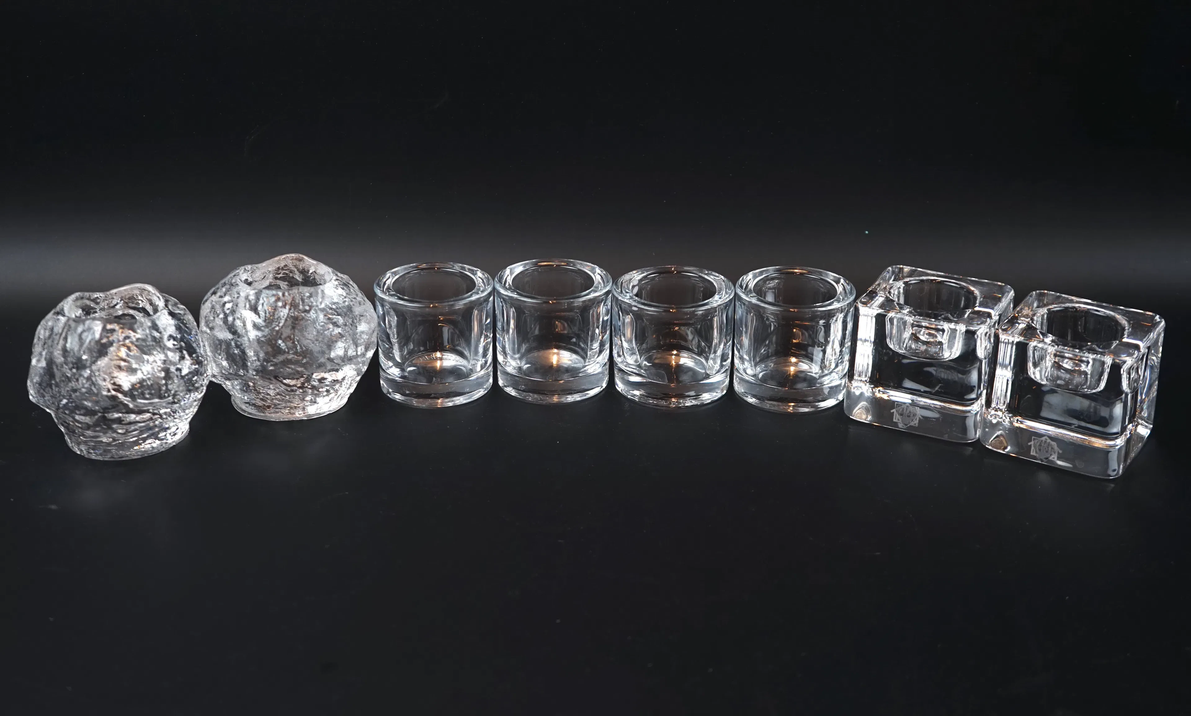 Candle holders, 8 pcs, glass, e.g. Marimekko/Ittala.