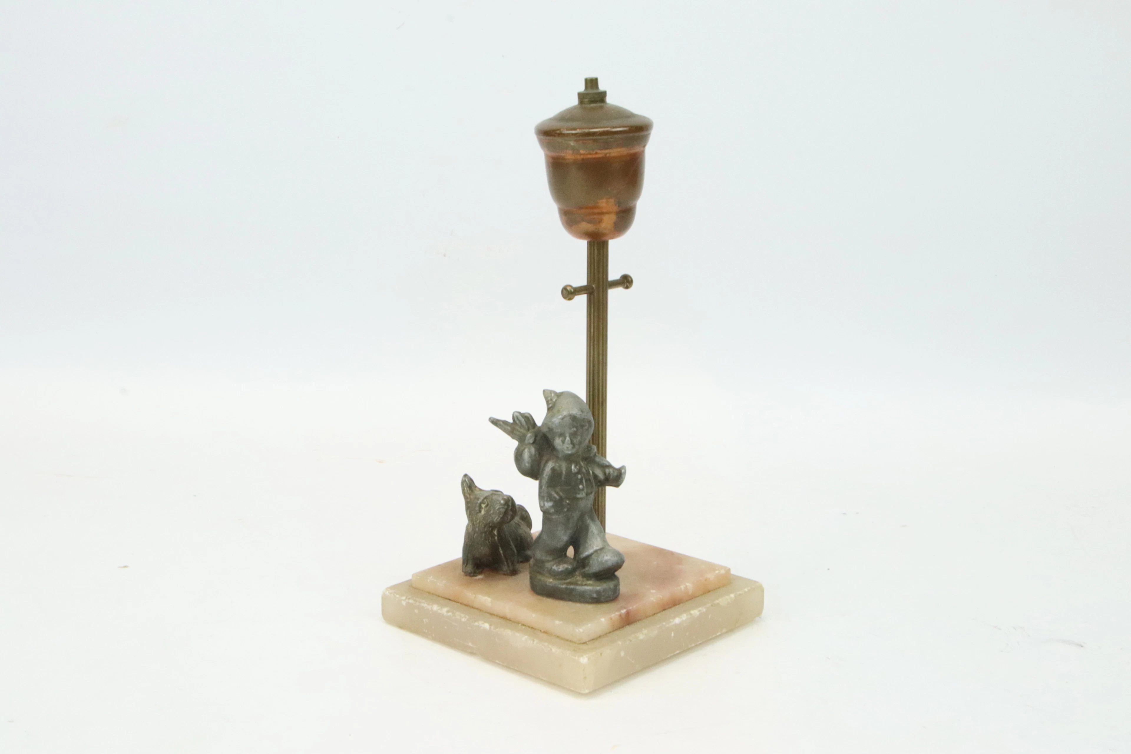 Lampada a olio, alabastro/metallo, metà 1900.