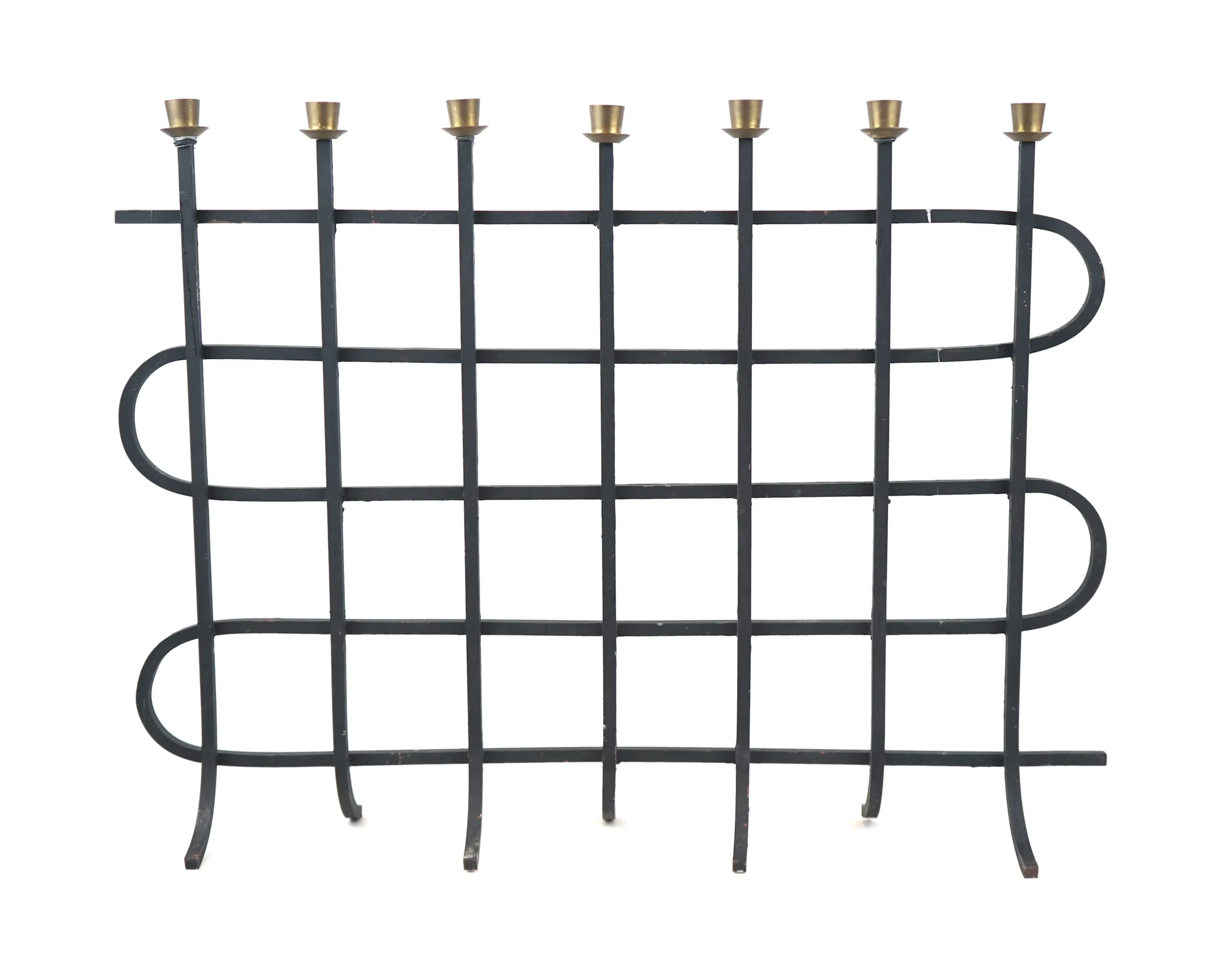 Candlestick for 7 candles, wrought iron/brass.