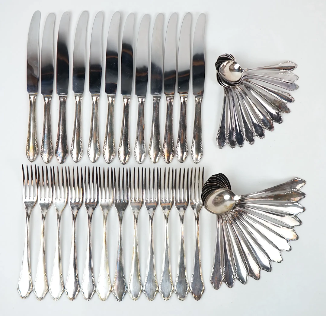Cutlery tableware, 48 pieces, nickel silver, Olga, Läckö.