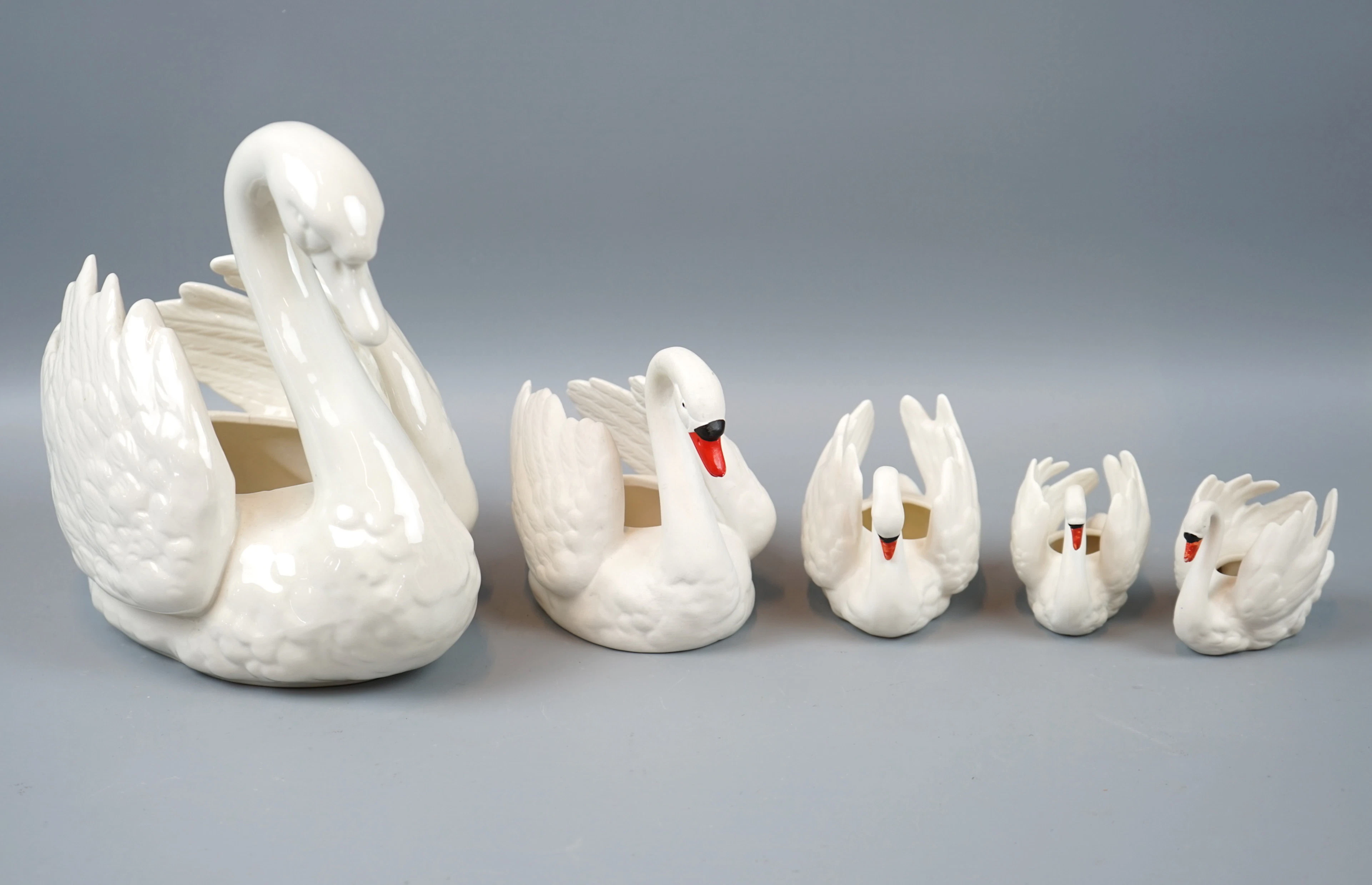 Ciotole/figurine, 5 pezzi, cigni, porcellana, Goebel.