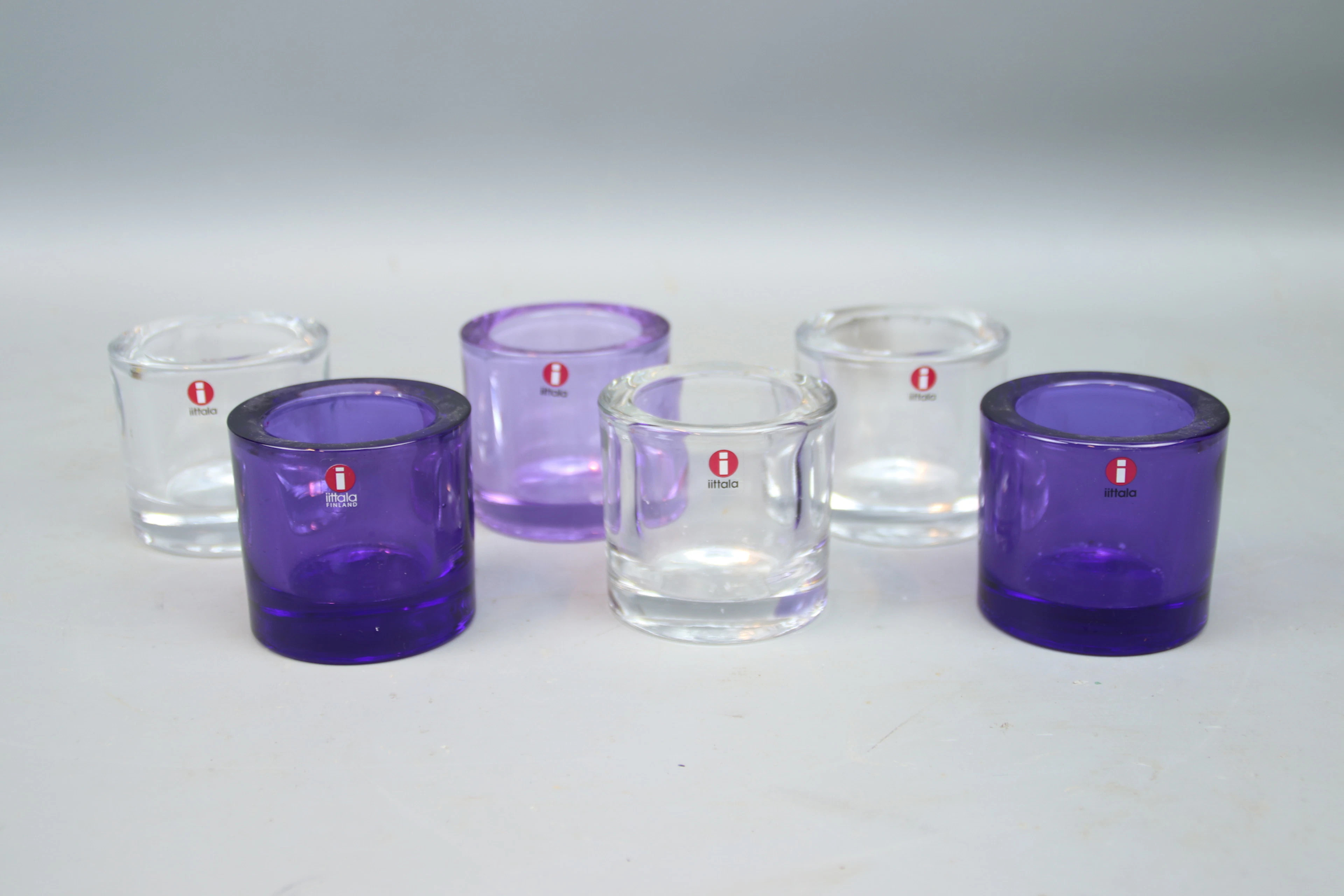 Heikki Orvola, a glass candle holder, 6 pcs, ''Kivi'', Marimekko, Iittala, Finland.