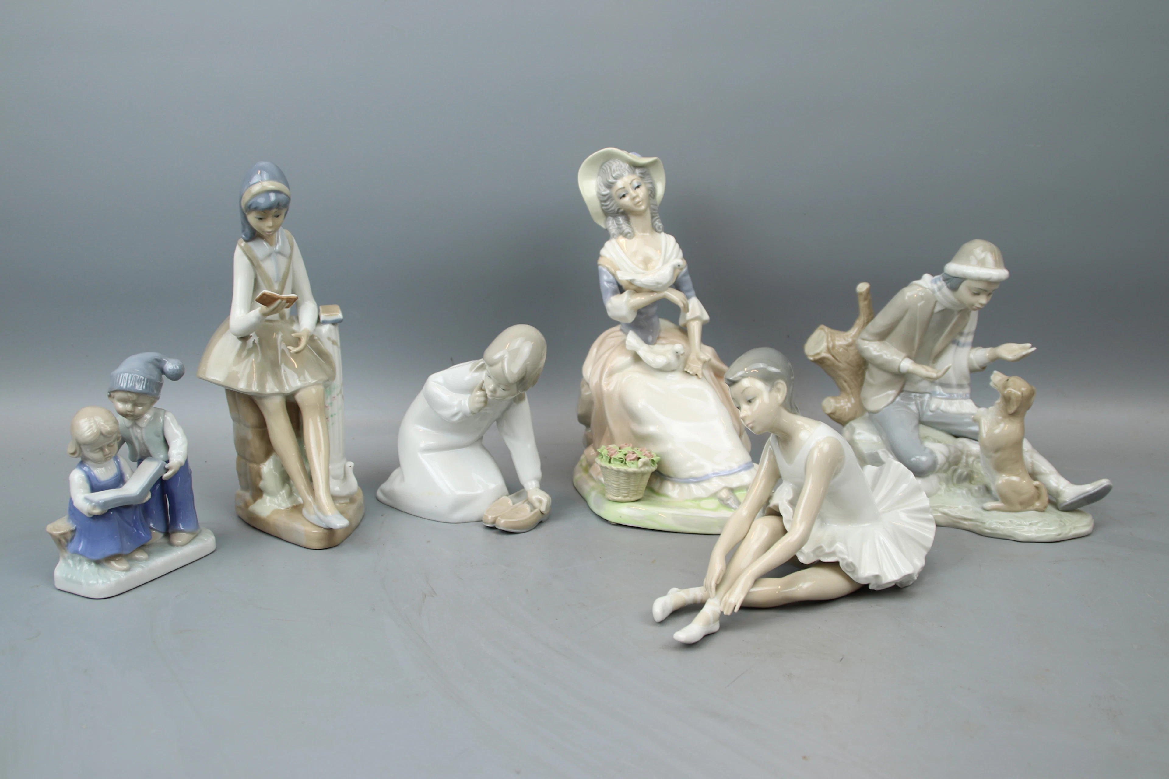 Ruinas de higo, 6 piezas, porcelana, incluyendo Lladro y Tengra.
