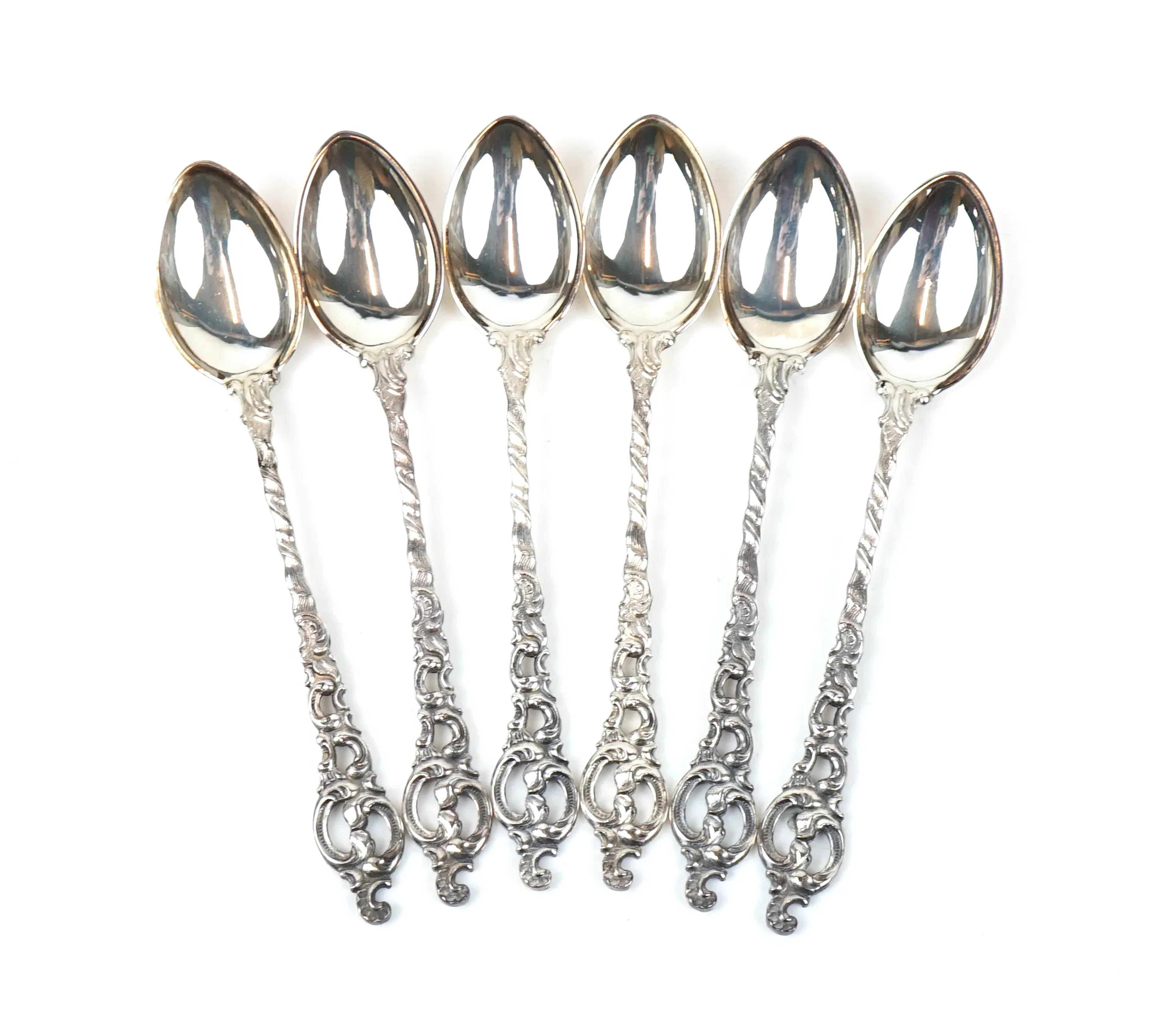 Moccasins, 6 pcs, silver 830.